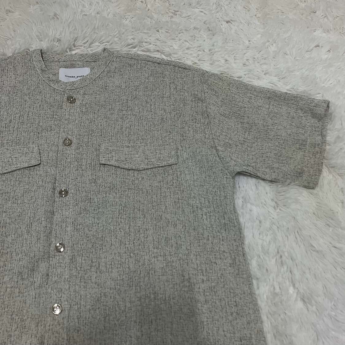 빈티지 화이트 실버 린넨 셔츠 990 y2k 스트릿 갸루 펑키 일본빈티지 상품이미지3