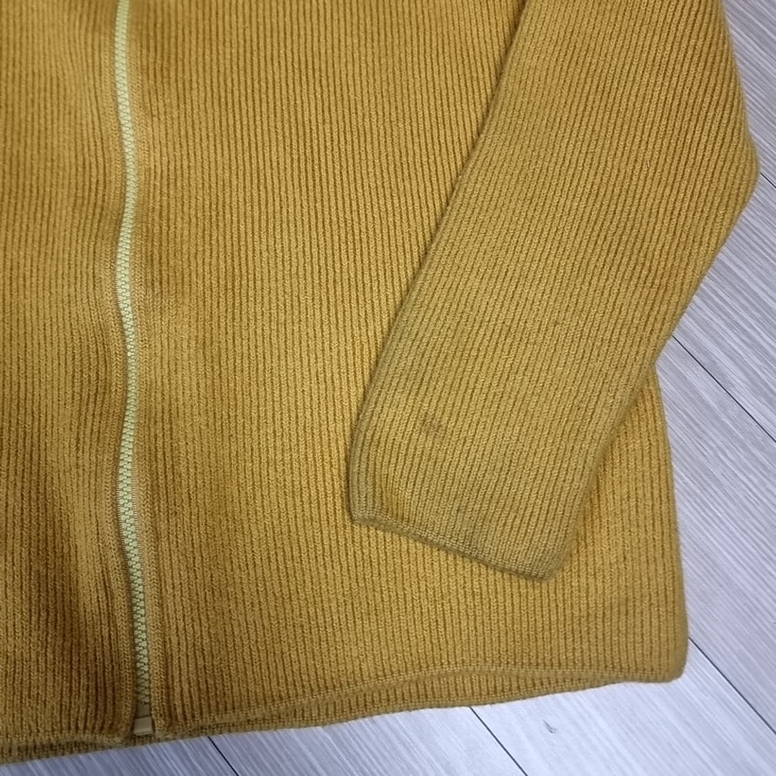 인터메조 골지 니트 짚업 가디건 옐로우(100) 상품이미지2