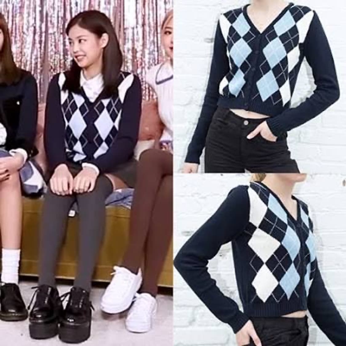 (제니 가디건) 브랜디 멜빌 아가일 니트 가디건 상품이미지1