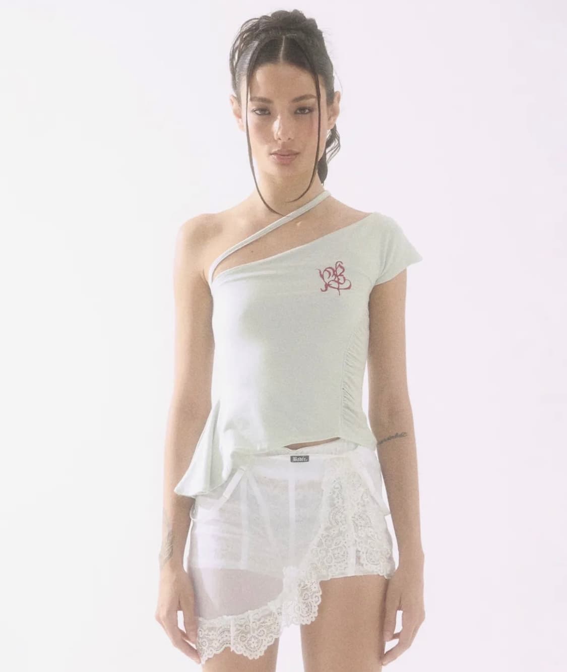 배디 One Shoulder Drape Sleeveless Pale Mi 상품이미지2