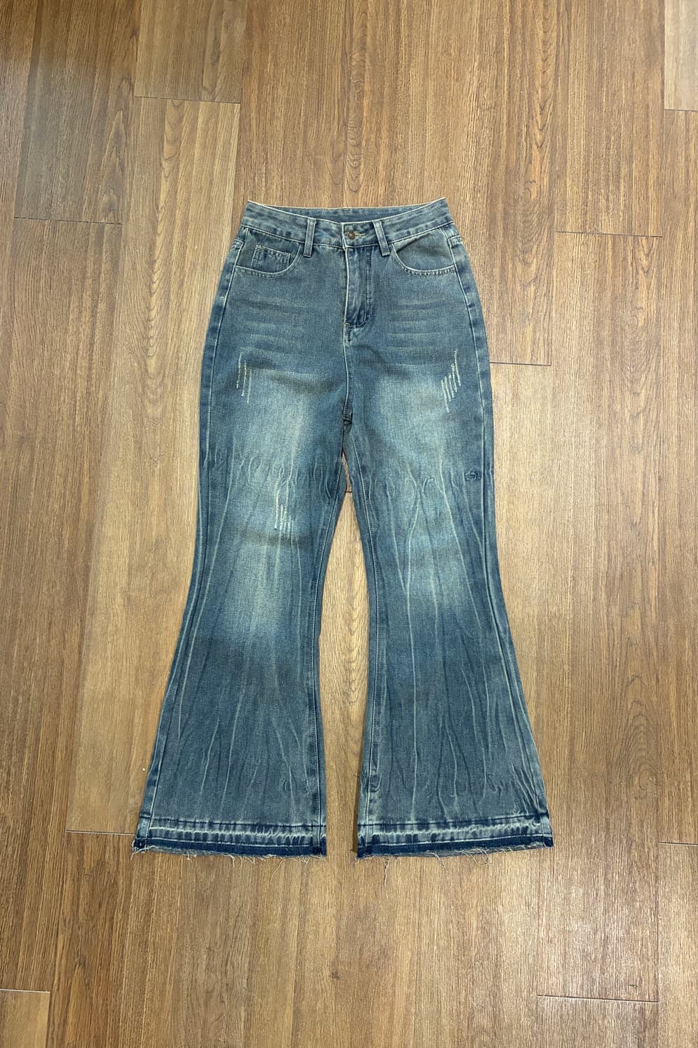 Vintage Wash High-Waist Flare Jeans 상품이미지3