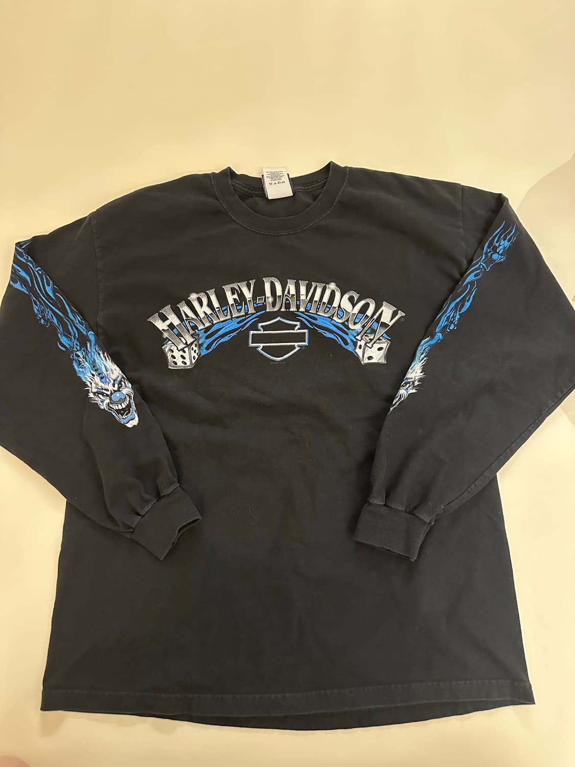 빈티지 할리데이비슨 클라운 블루 플레임 롱슬리브 L 상품이미지1