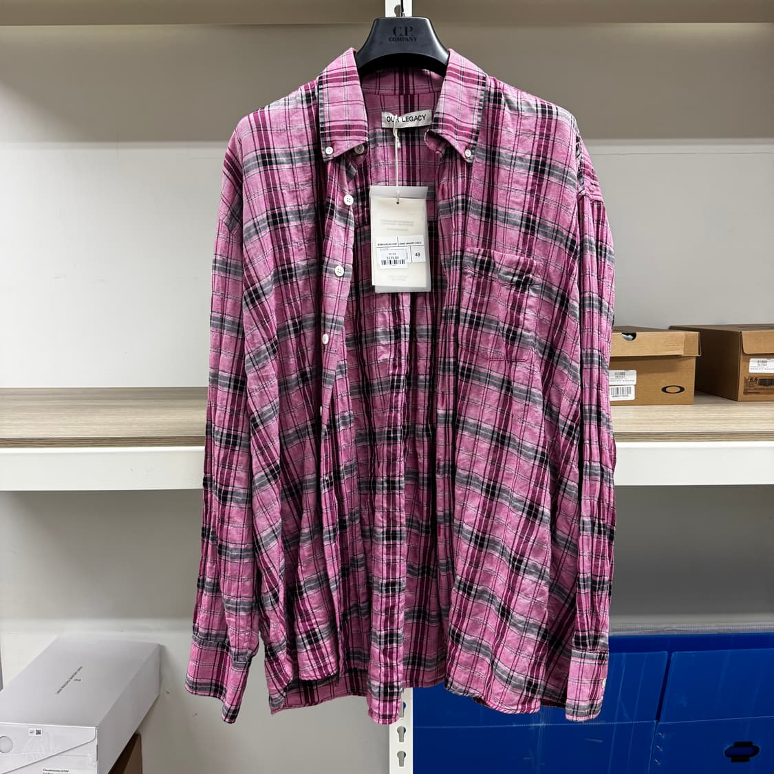 아워레가시 버로우드 셔츠 체크 핑크 48사이즈 상품이미지1