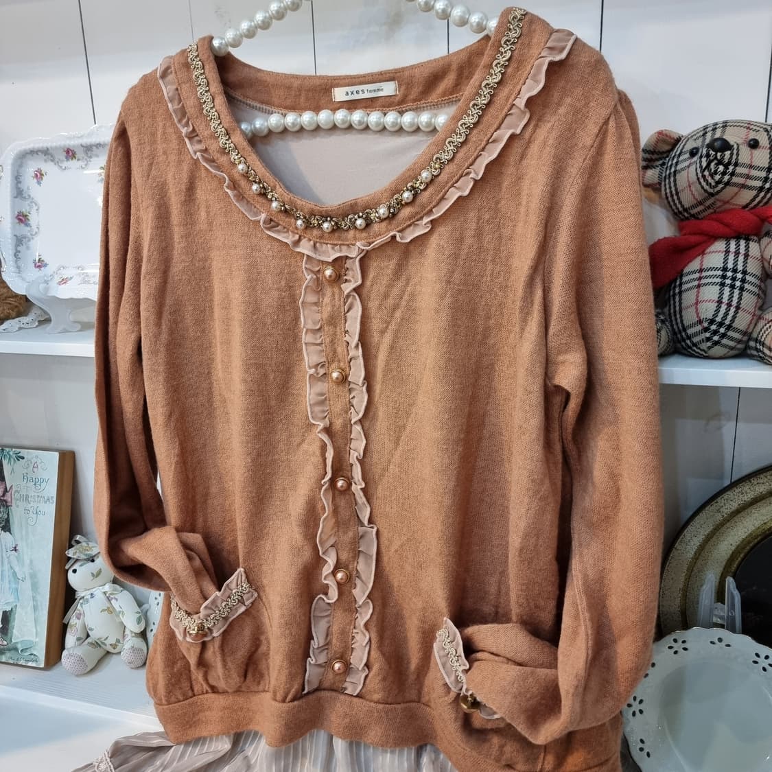 axes femme 악세스팜므 밀크티 초코카라멜 프릴 니트 상품이미지2