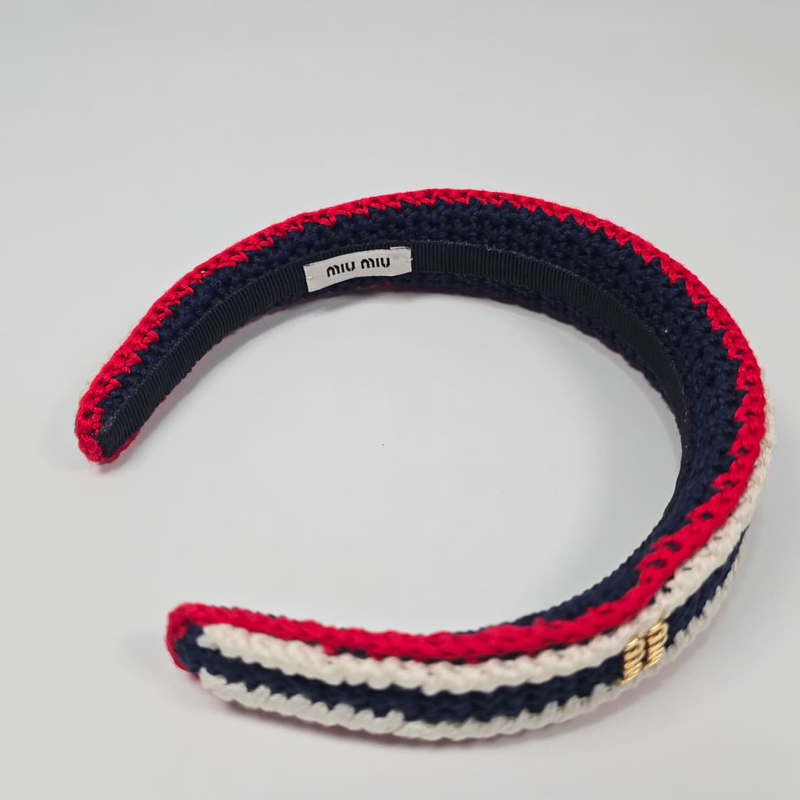 미우미우 멀티컬러 레이온 로고 크로셰 헤어밴드 상품이미지9