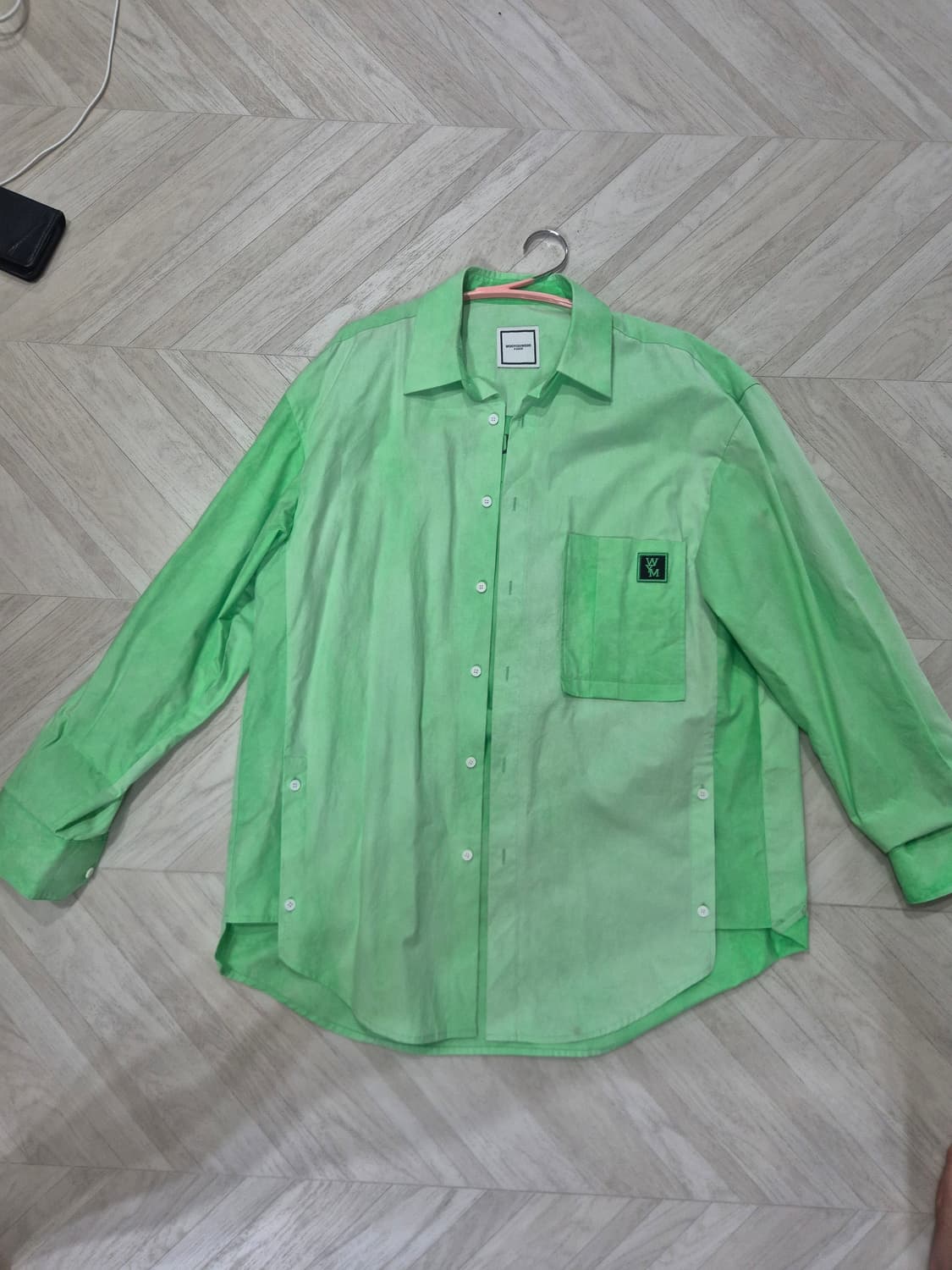 우영미 백로고 그린 셔츠[48] 상품이미지1