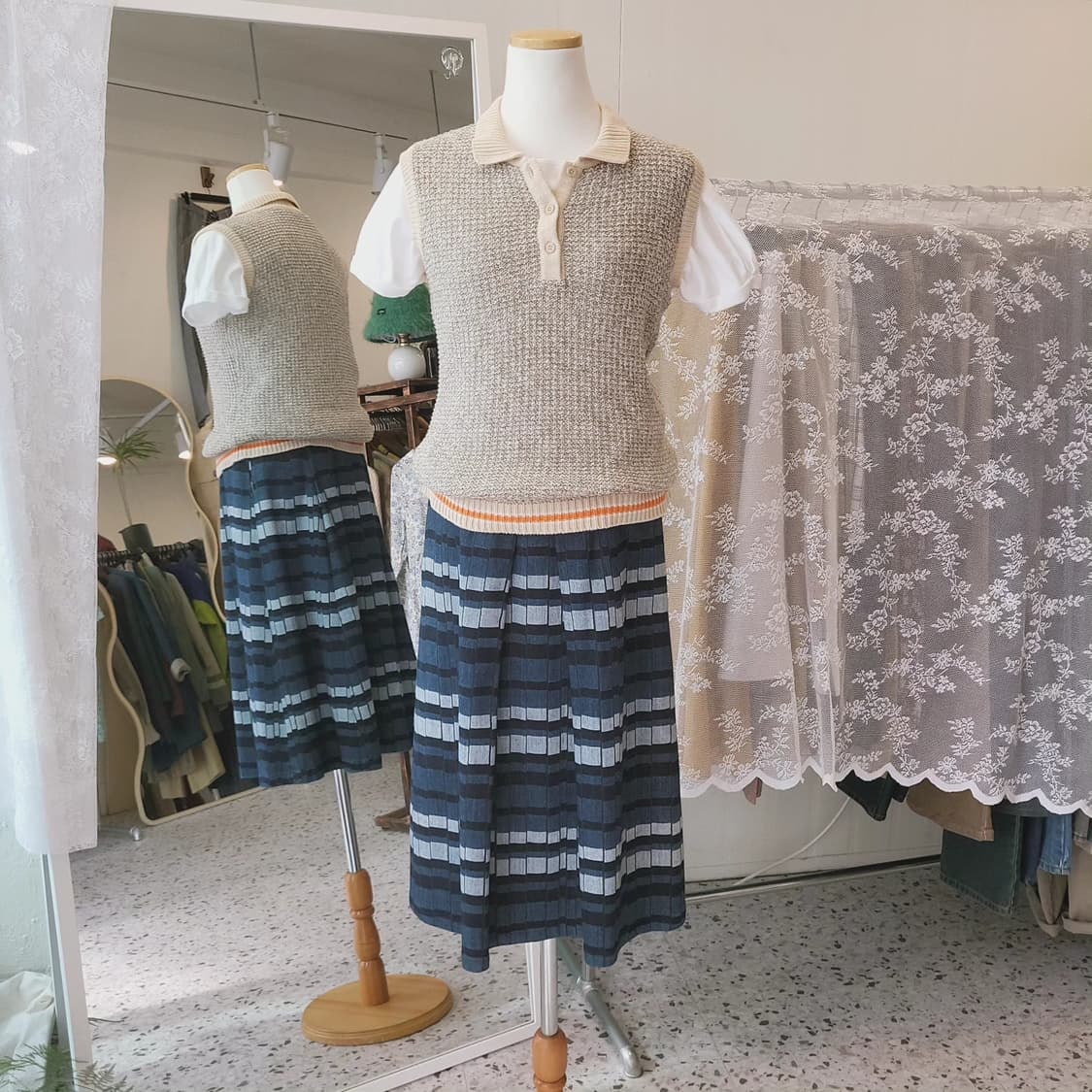 Gabardine K.T 스판 패턴 데님 스커트 상품이미지2