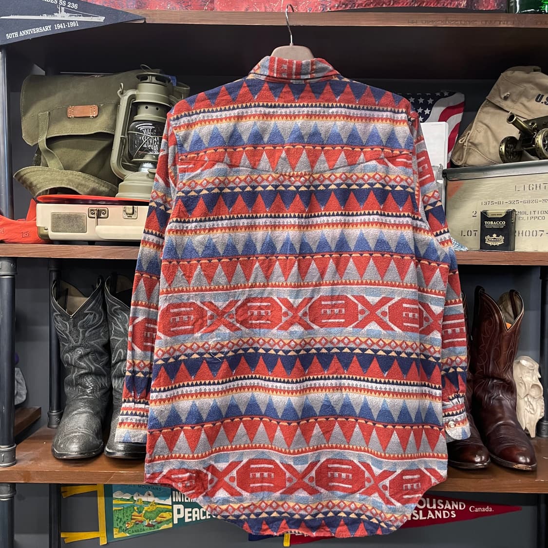 80s 익스프레스 라이더 블랭킷 나바호 패턴 포켓 플란넬 셔츠 N208 상품이미지2