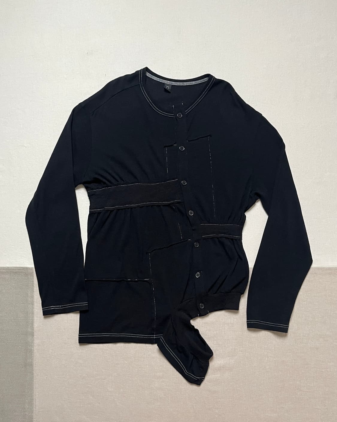 요지야마모토 패치워크 라운드넥 가디건 yohji yamamoto  상품이미지1