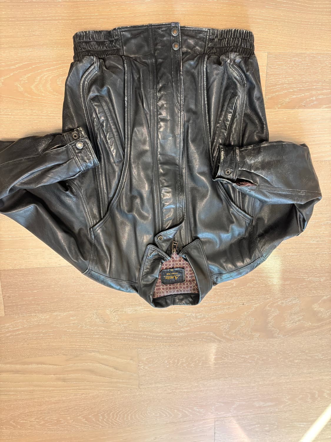 빈티지 레더 봄버 자켓 상품이미지3