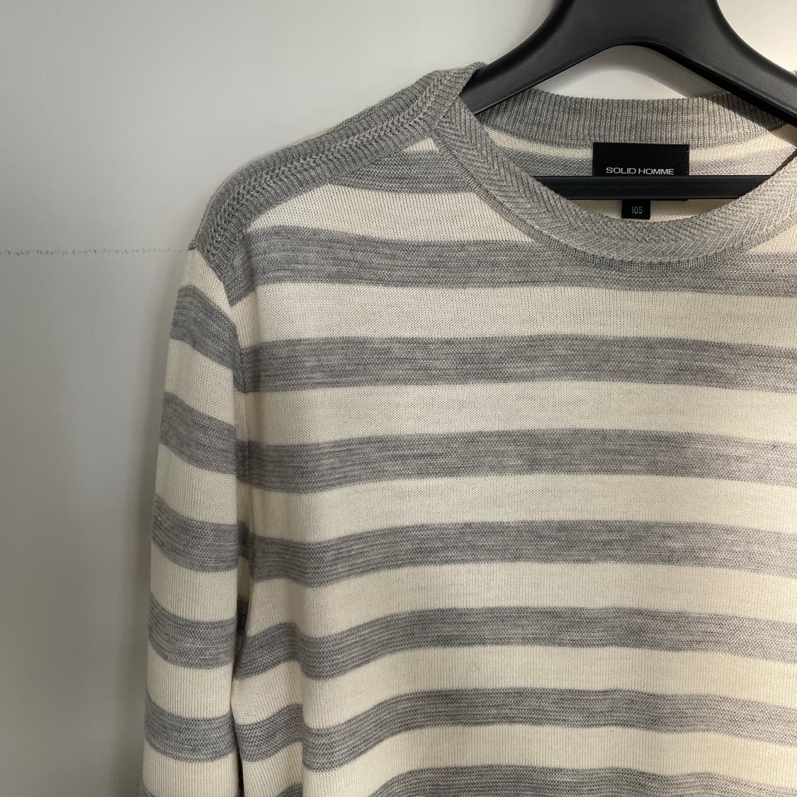솔리드옴므 스트라이프 간절기 모 100% 니트 상품이미지3