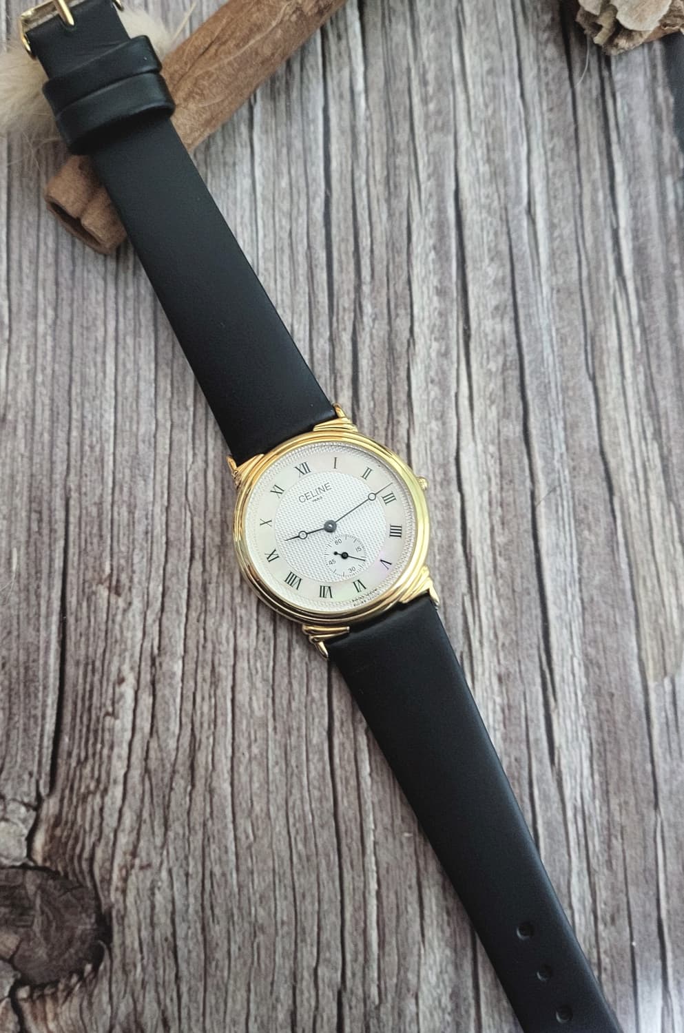 정품 셀린느 스몰 세컨즈 골드 남여공용 쿼츠시계 상품이미지5