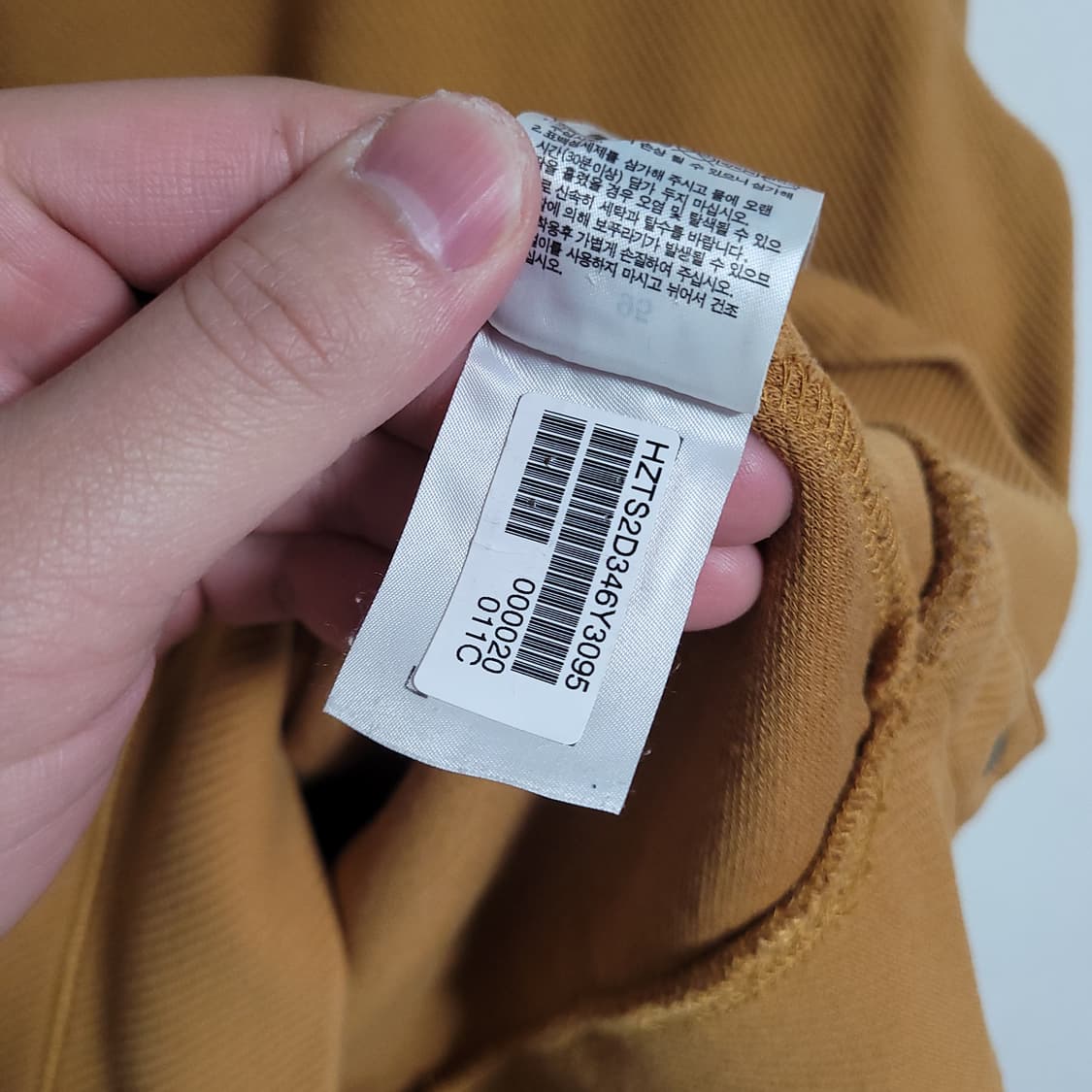 (M) HAZZYS 헤지스 머스타드 맨투맨 티셔츠 브라운 상품이미지4