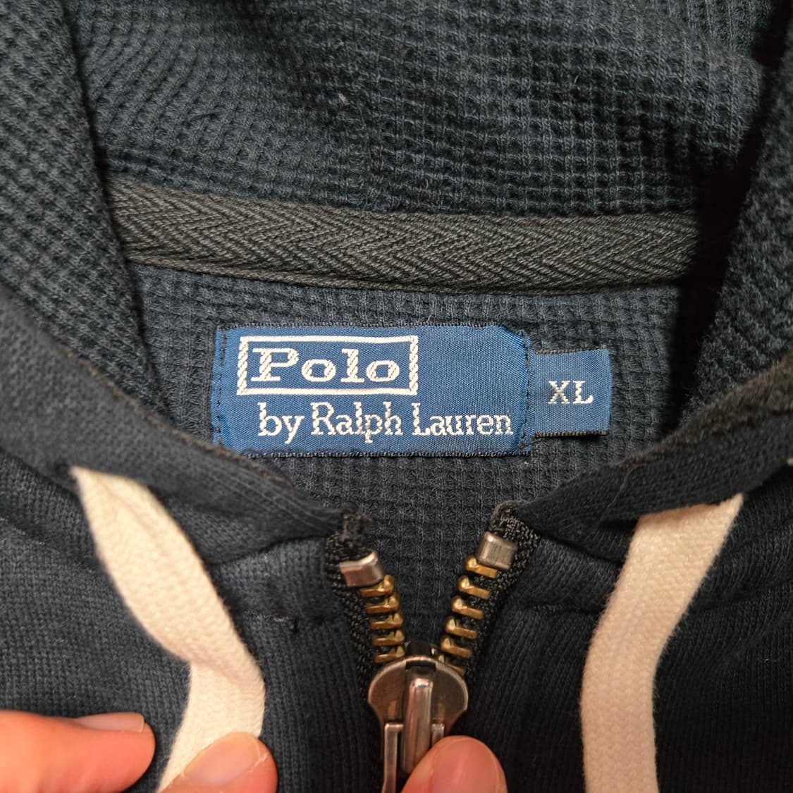 XL 폴로랄프로렌 써멀 헤비코튼 투웨이 집업 후드 블랙 상품이미지3