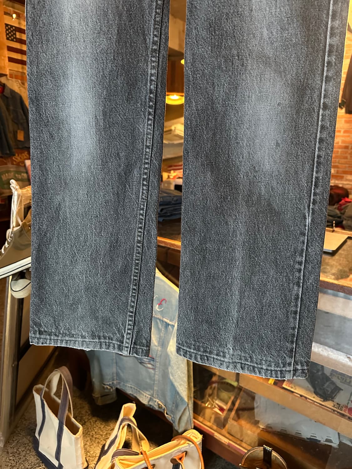 90s USA 빈티지 리바이스 517 오렌지탭 흑청 블랙진 부츠컷 데님 상품이미지3