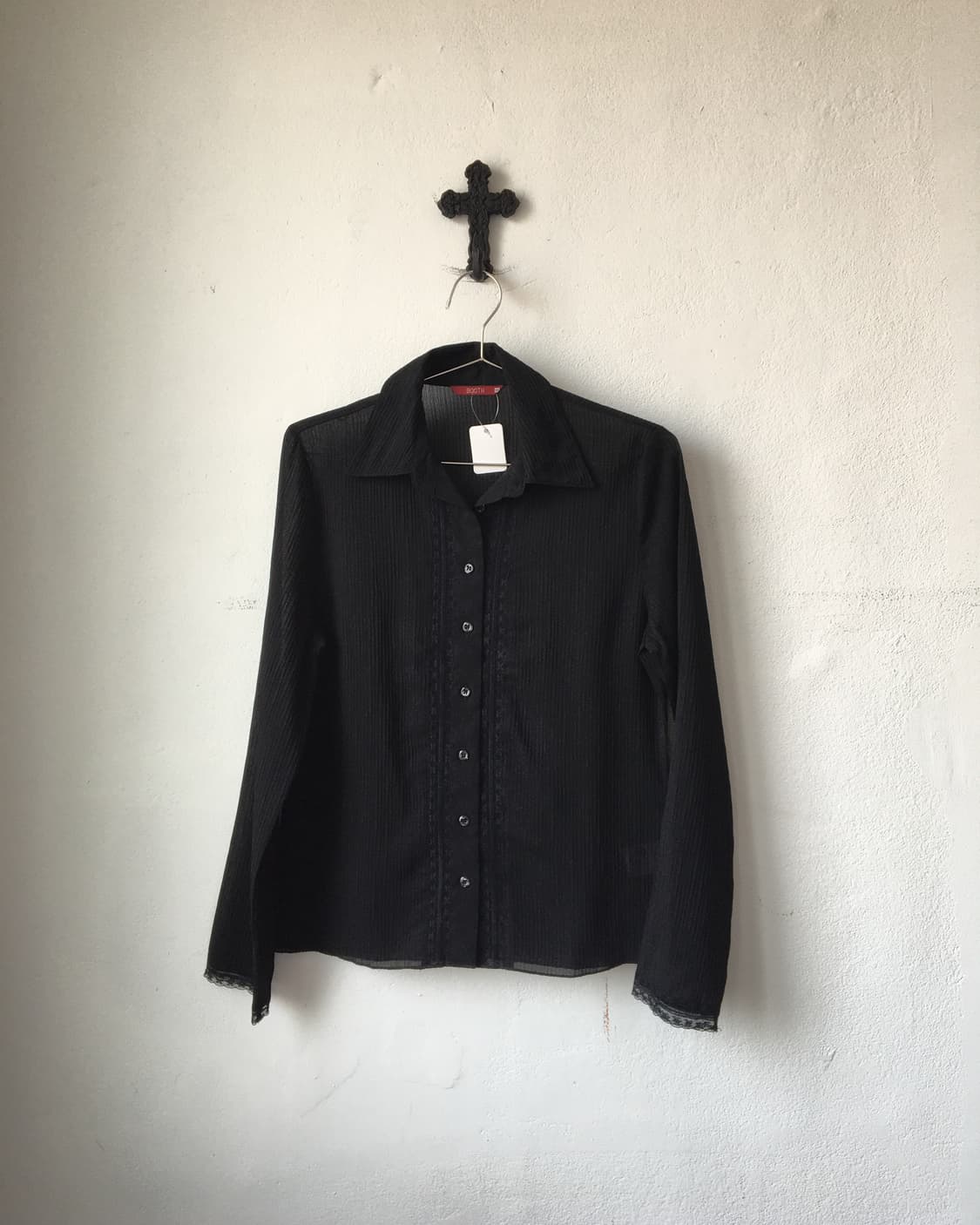 Lace trimming pattern shirt 상품이미지1