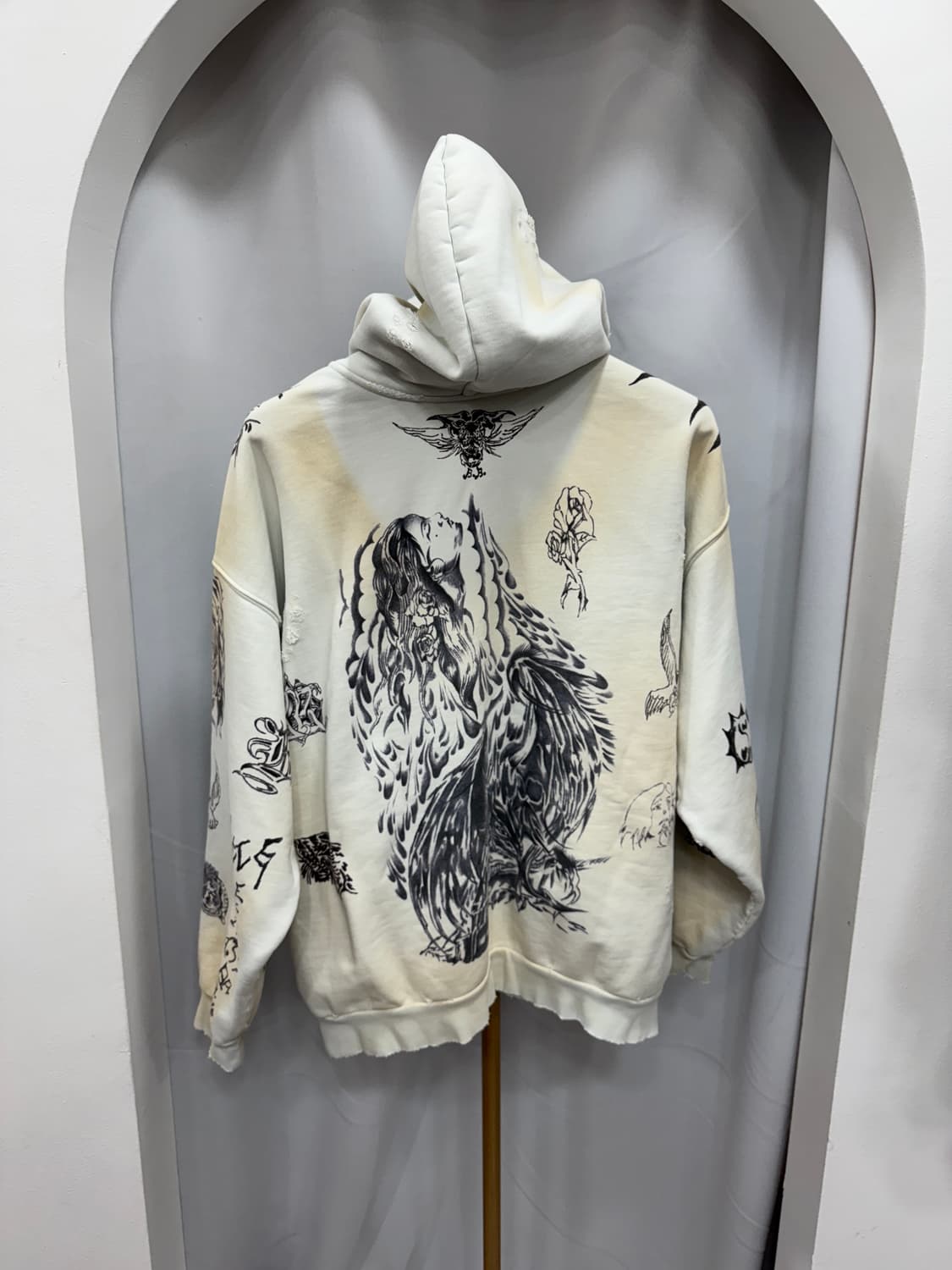 백화점판 발렌시아가 타투 후드집업 L 상품이미지2