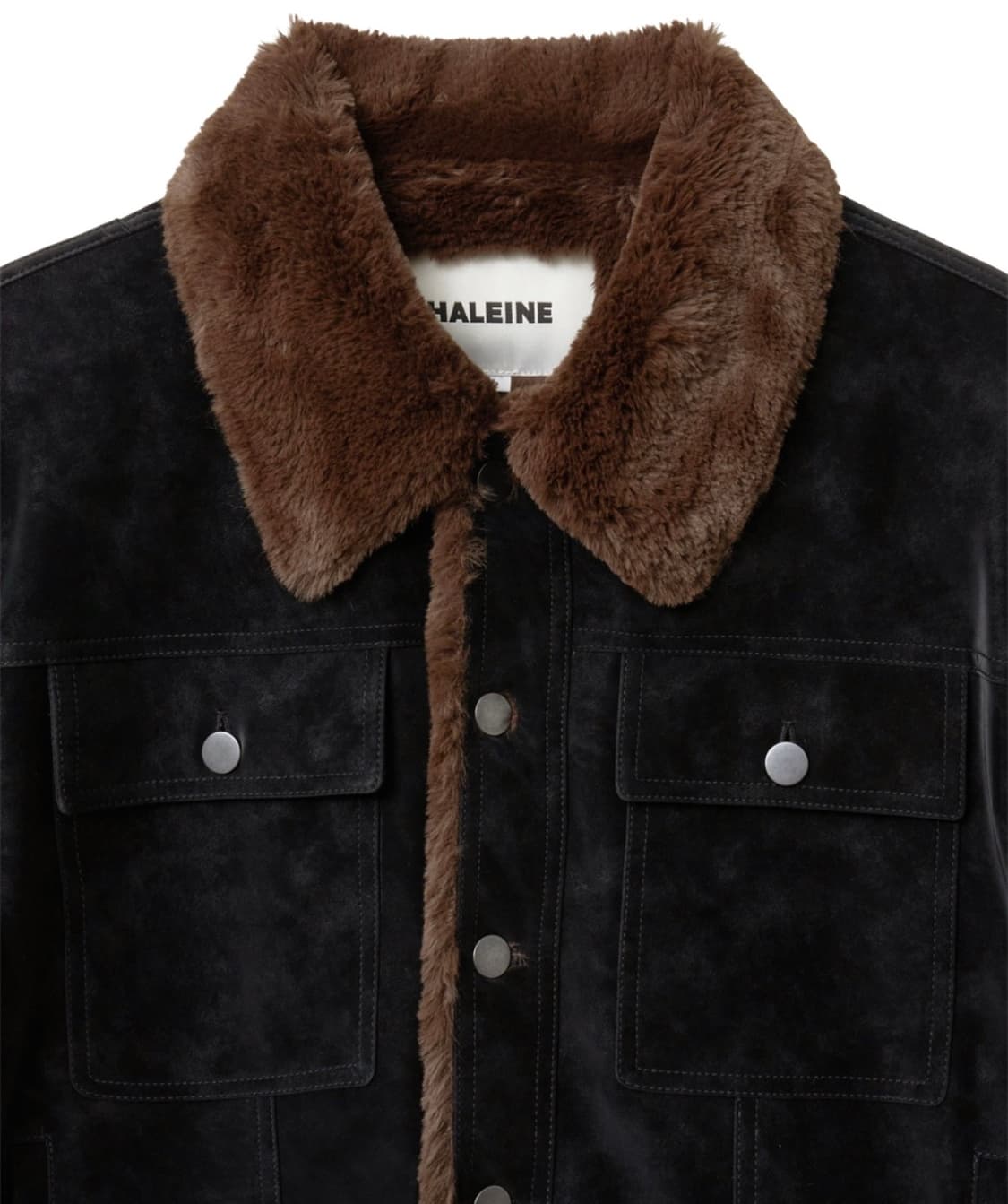 알렌느 벨루아 포우 퍼 트러커 자켓 블랙 브라운 상품이미지4