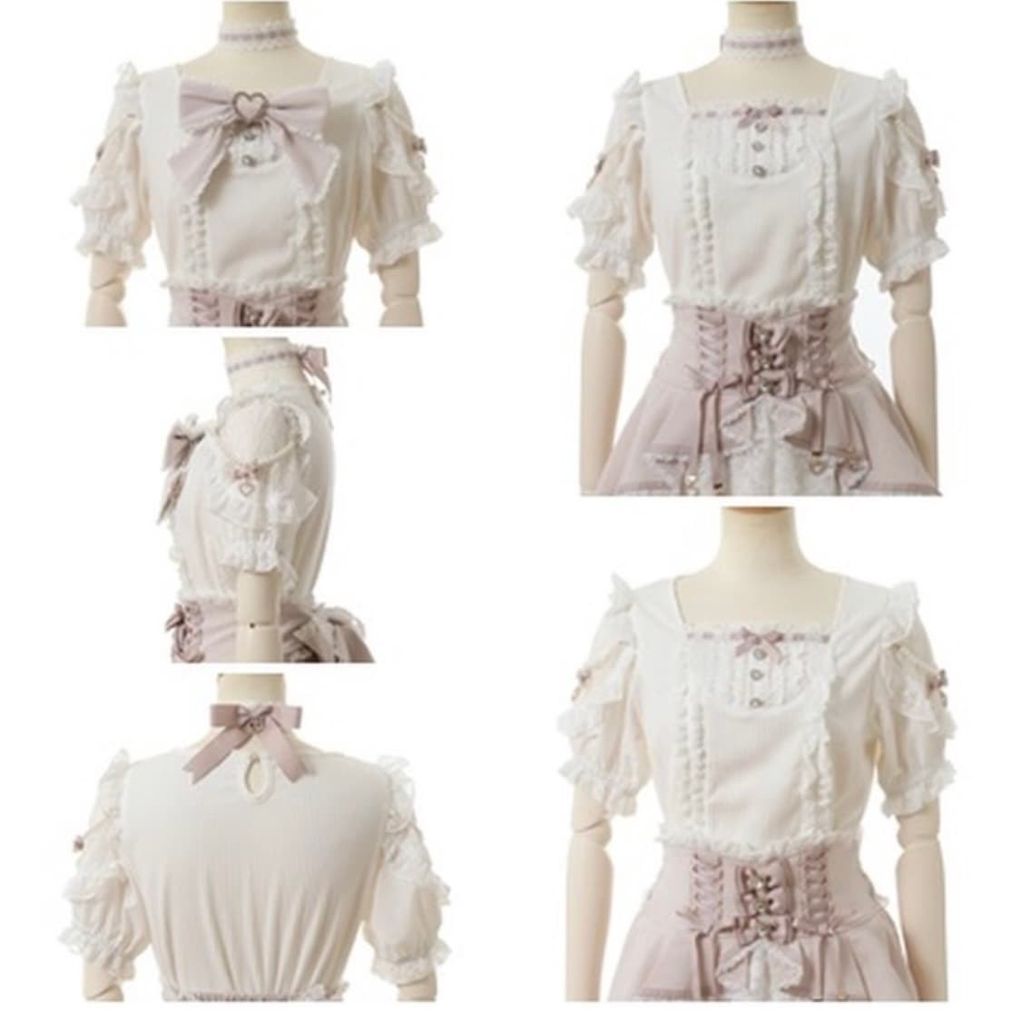 리즈리사 크로스 레이스 리본 컷 탑 니트 블라우스 양산형 지뢰계 일브 상품이미지1