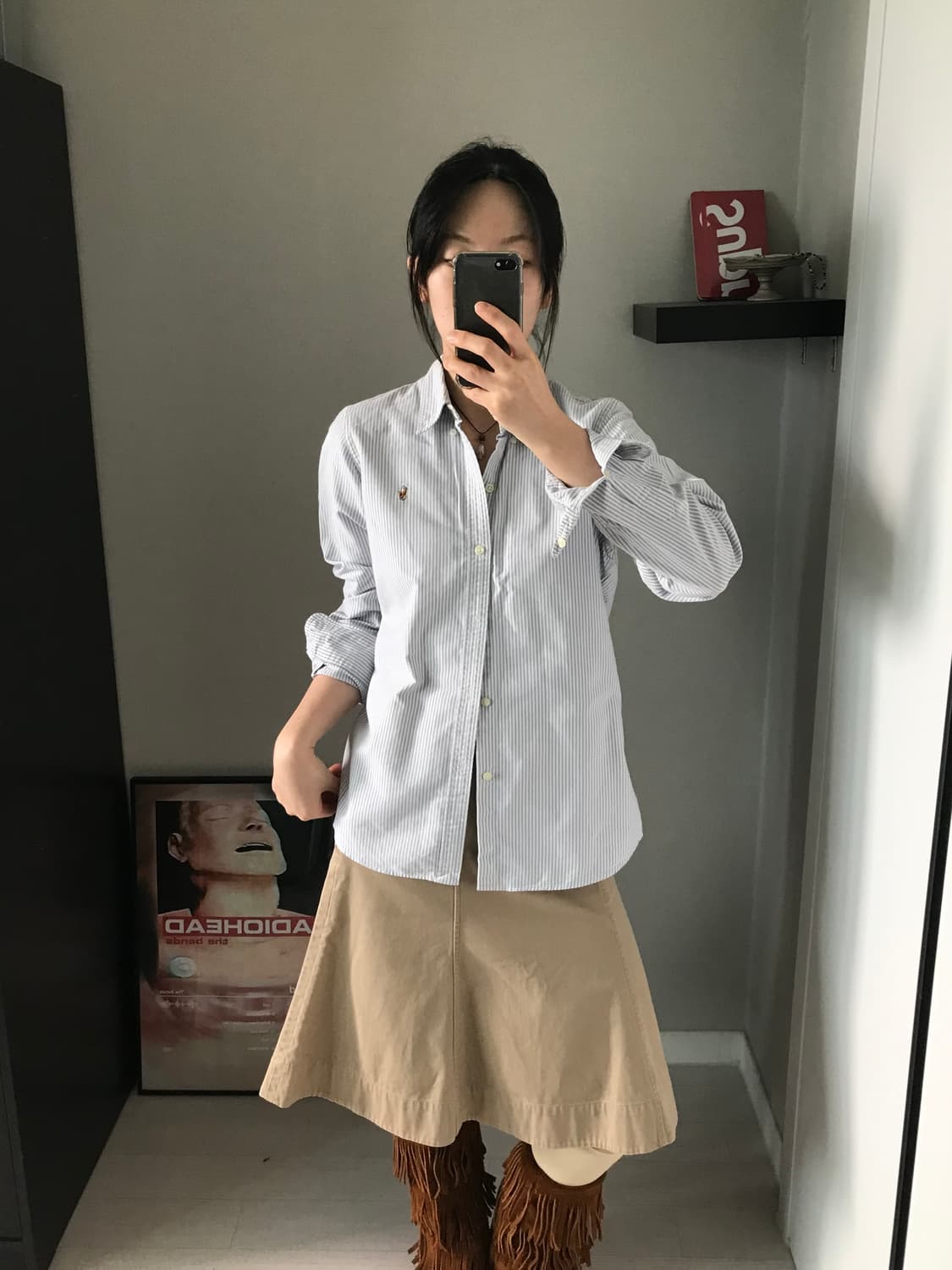 폴로 랄프로렌 포니로고 스트라이프 스카이블루 셔츠 상품이미지4