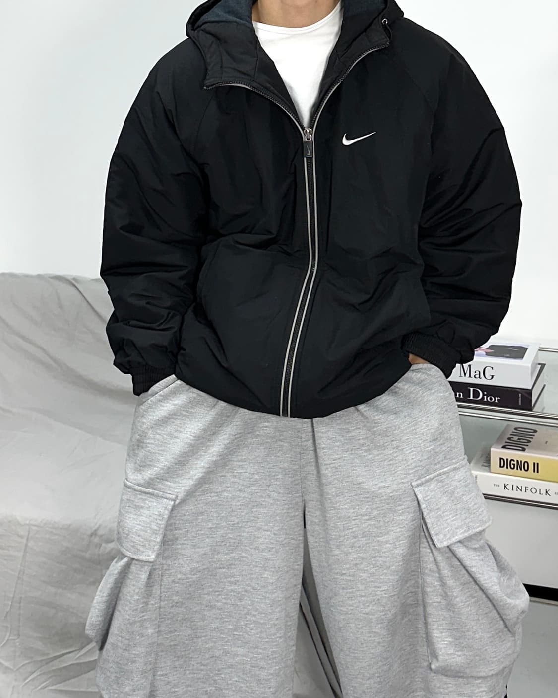 나이키 00s 블랙 누빔 점퍼 L 상품이미지1