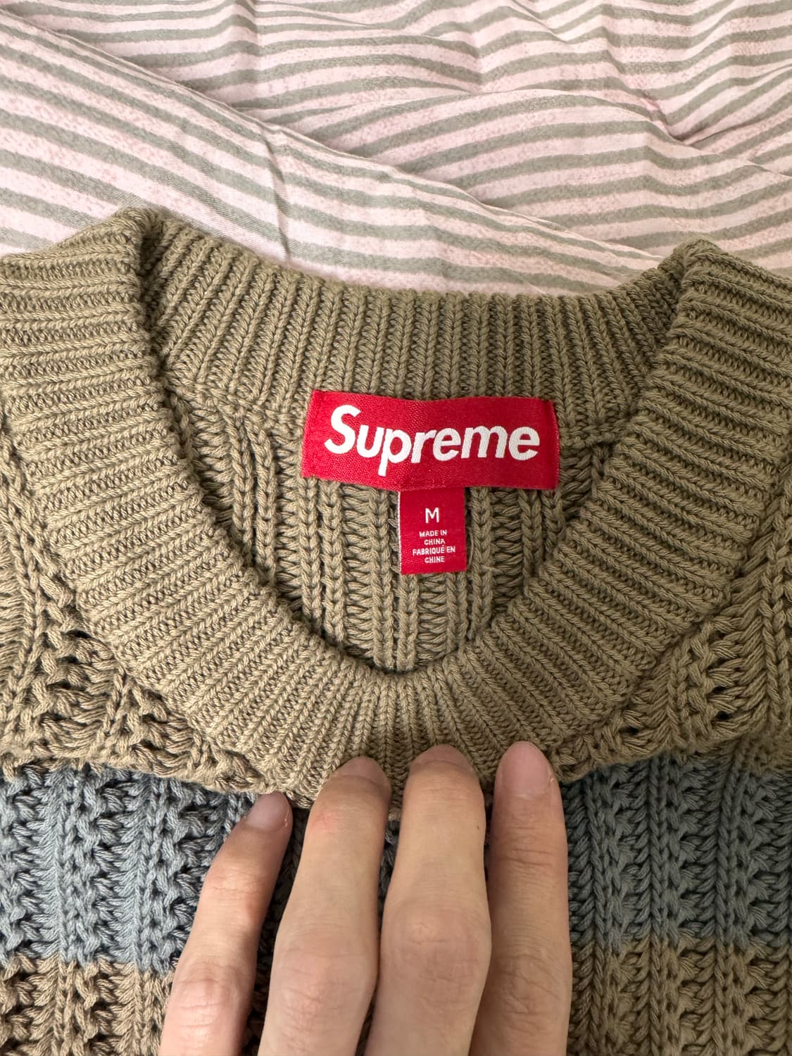[ M ] 슈프림 루즈 게이지 스트라이프 스웨터 카키 상품이미지2