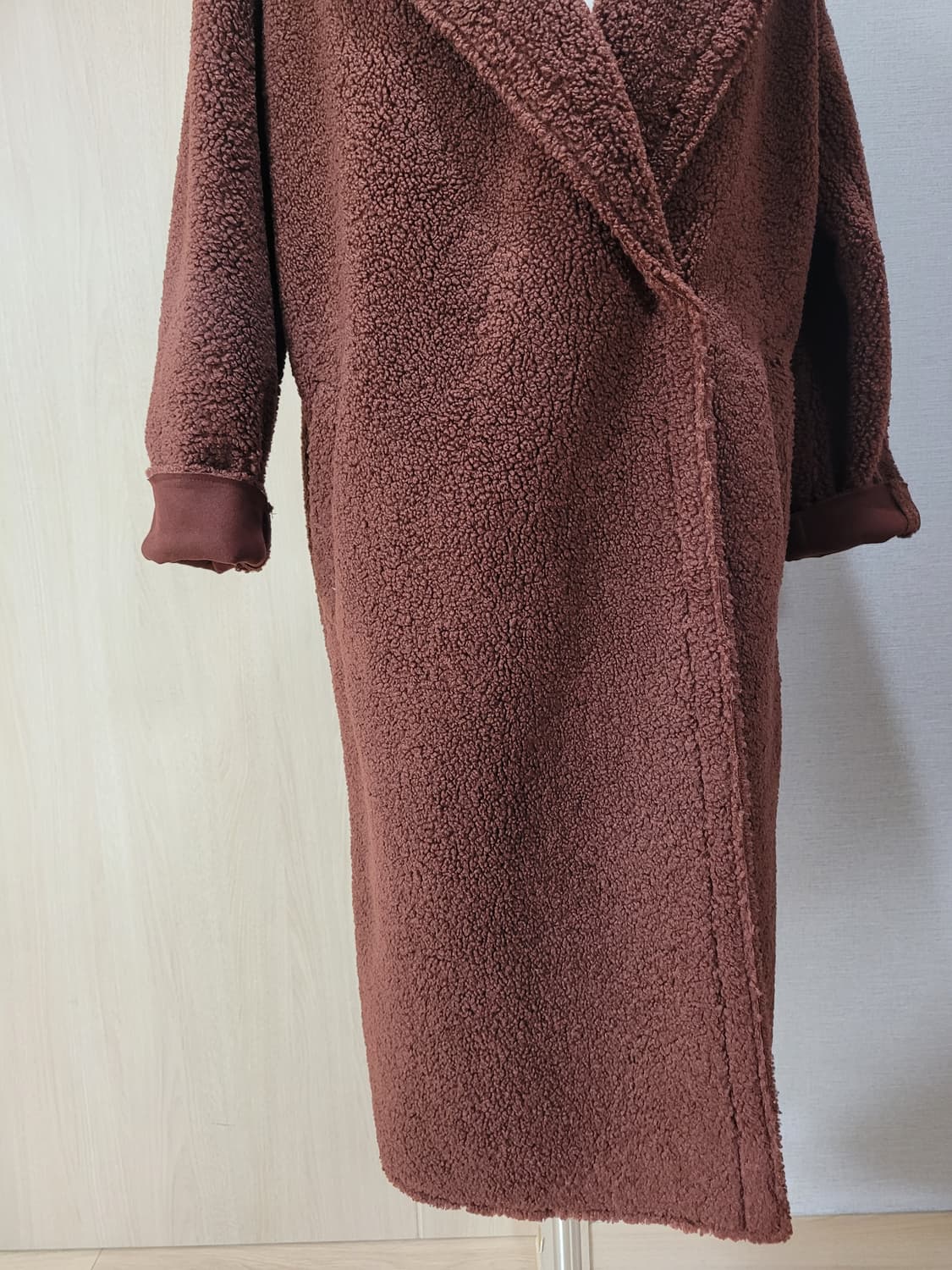 에이치커넥트 H:CONNECT 여자 테디베어 무스탕 롱코트 브라운 상품이미지4