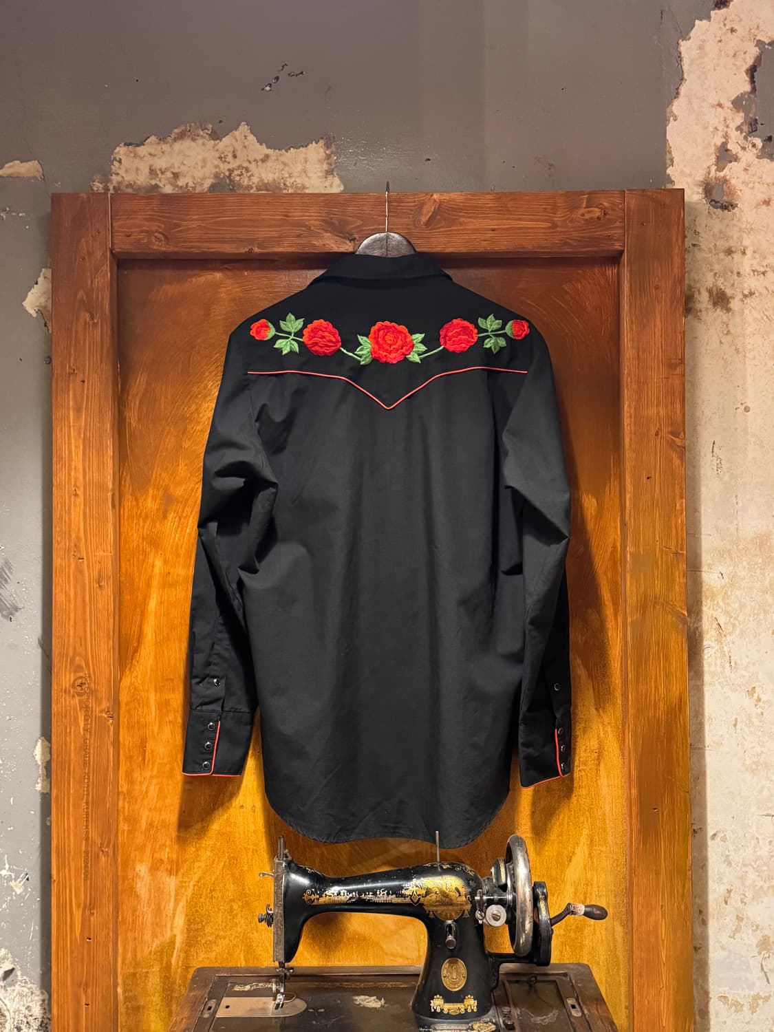 70s KARMAN 장미 자수 웨스턴 셔츠 (XL) 상품이미지5