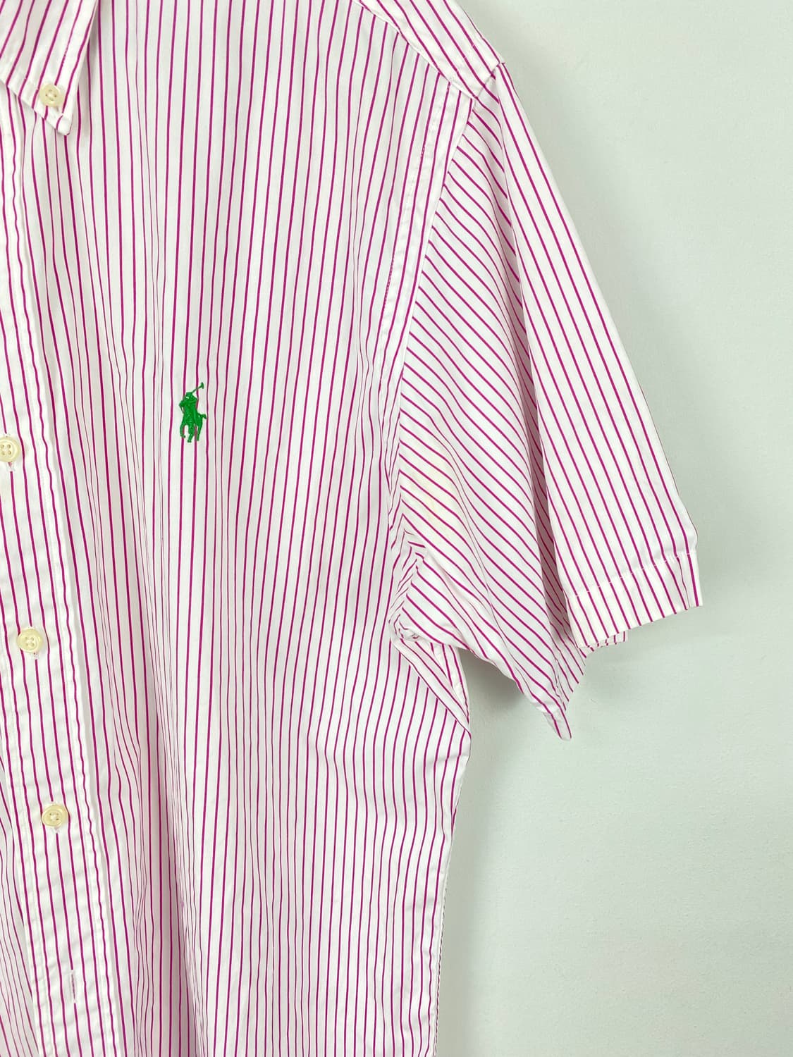 폴로 랄프로렌 스트라이프 반팔 셔츠 그린 포니 L 상품이미지5