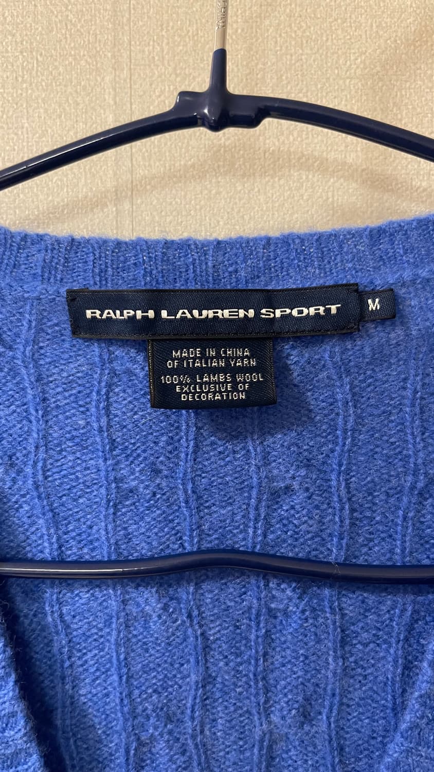 폴로 랄프로렌 100%램스울 케이블 브이넥 니트 블루 M 상품이미지9