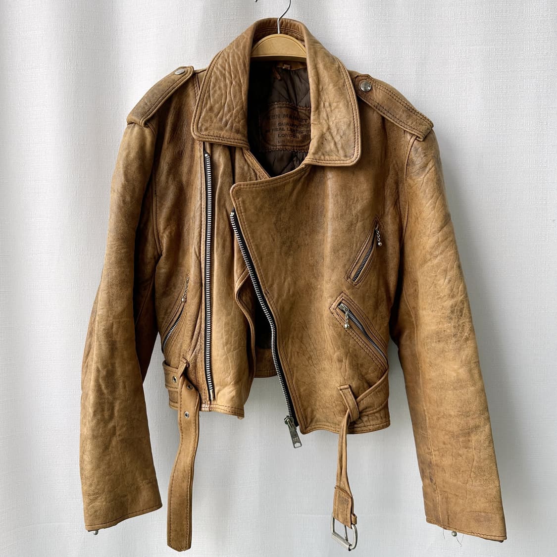 Ken Market Made in England 레더 자켓 카멜 M 상품이미지1