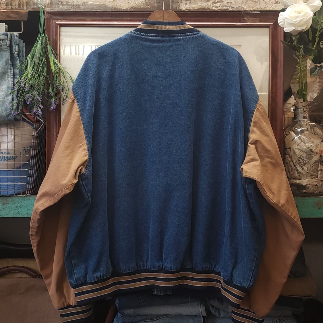 90s 빈티지 데님 바시티 자켓 블루종 봄버자켓 빅사이즈 2xl 상품이미지2