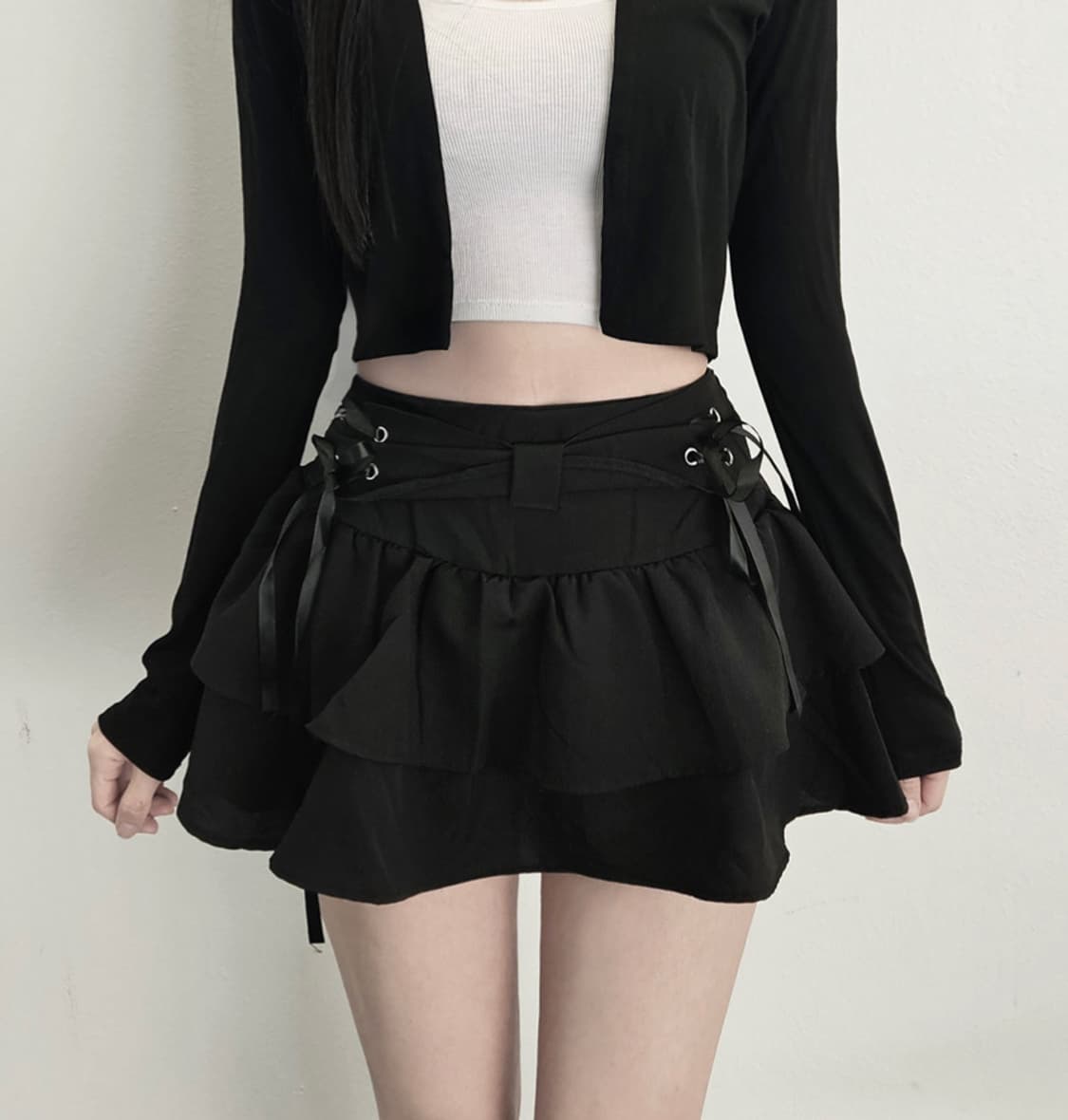 리본 아일렛 밴딩 스커트 상품이미지2