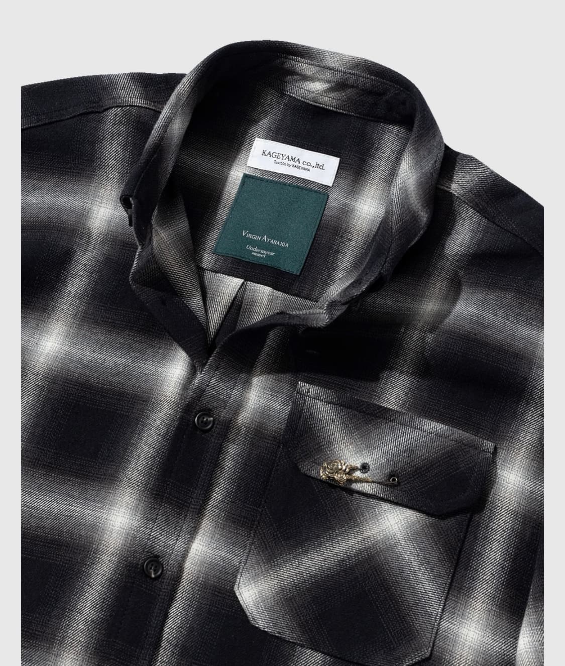 언더마이카 25fw 앤틱로즈 핀 옴브레 체크셔츠 블랙 1 상품이미지1