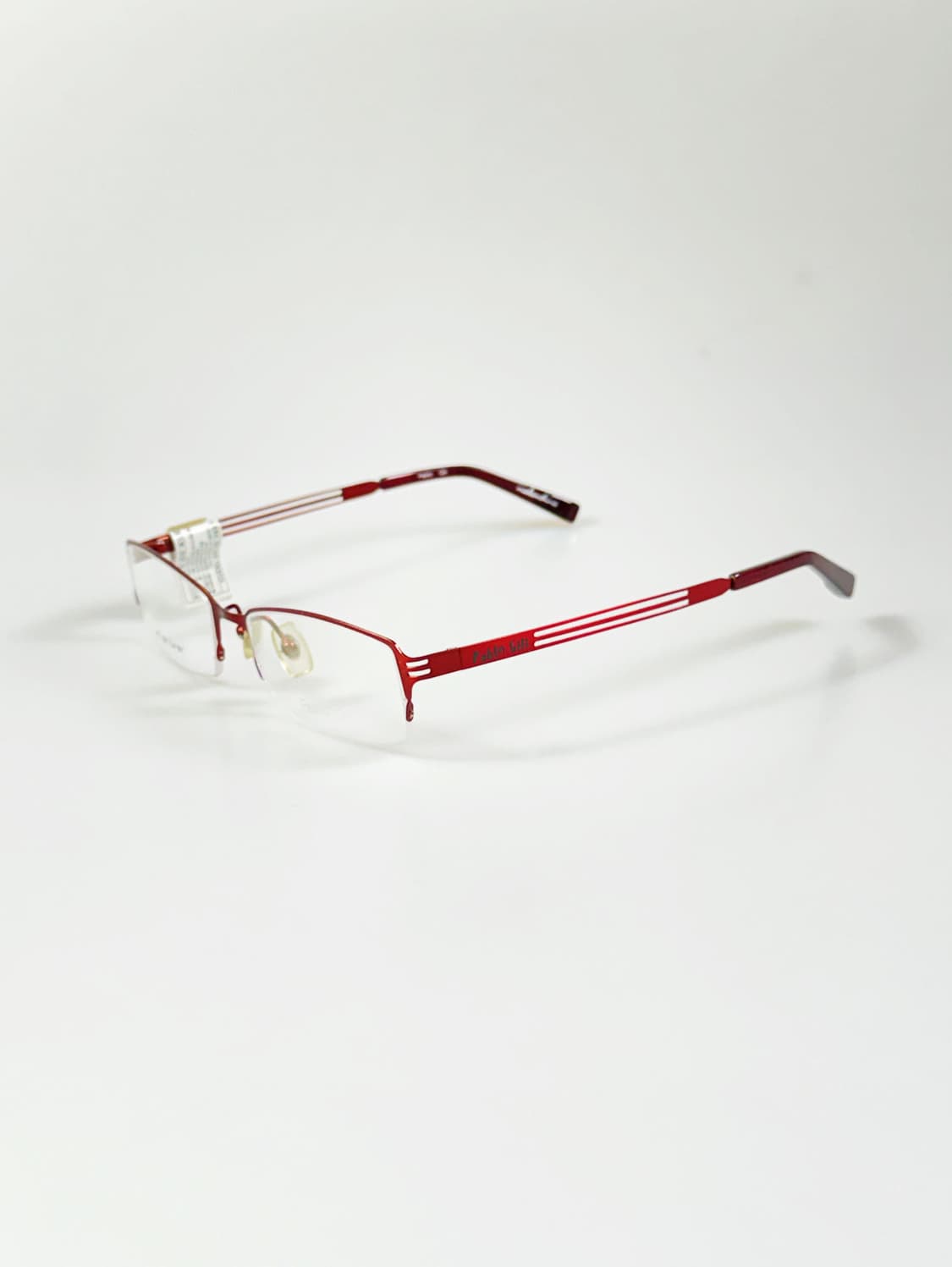 PABLO GILI 버건디 레드 반무테 스퀘어 메탈 빈티지 안경 상품이미지3