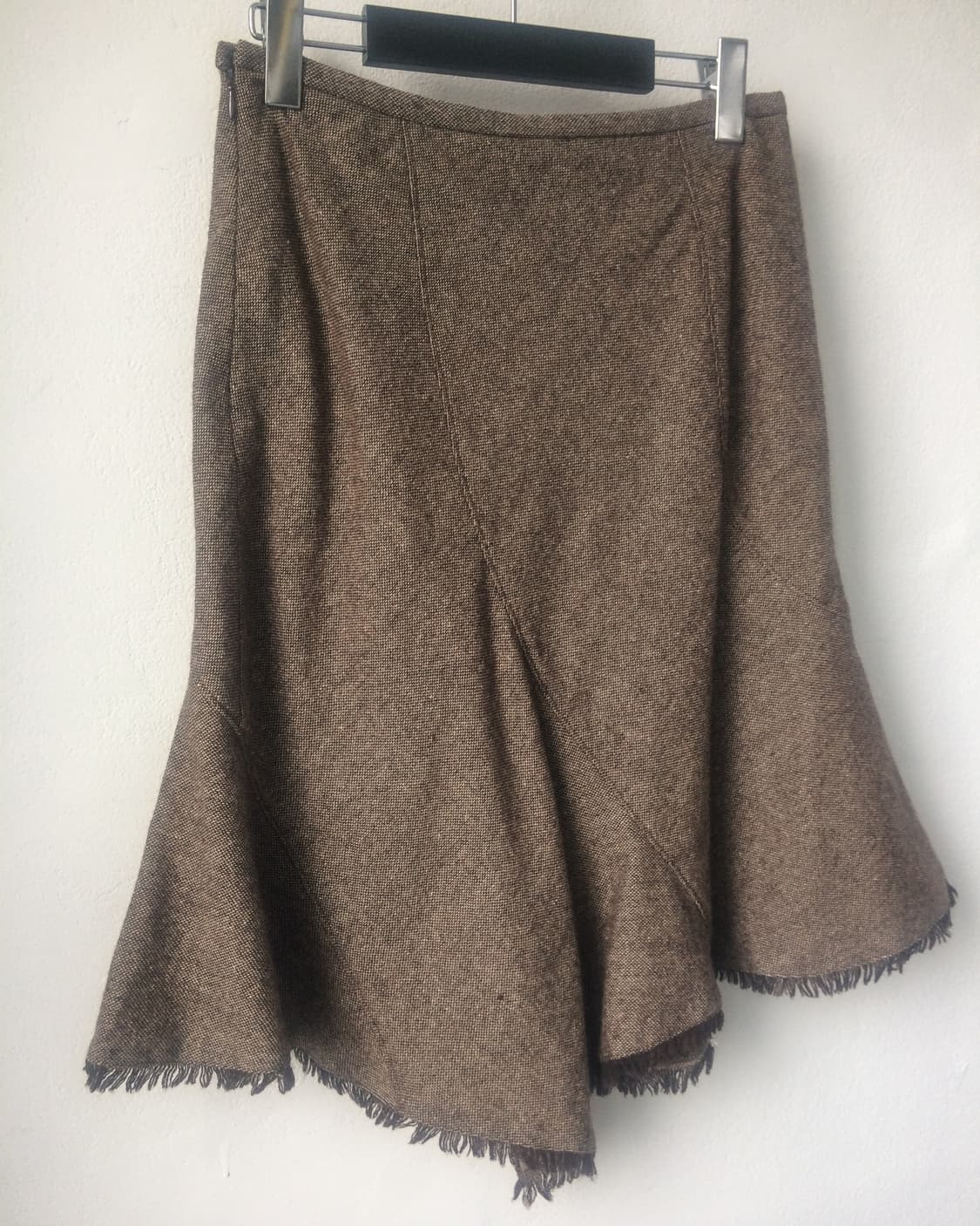 Woolen fringe unbalanced midi skirt 상품이미지2