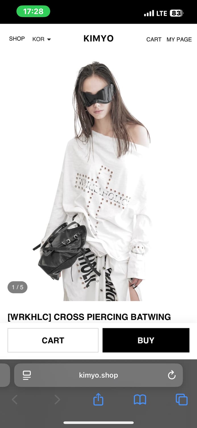 [WRKHLC] CROSS PIERCING BATWING TEE IN W 상품이미지1