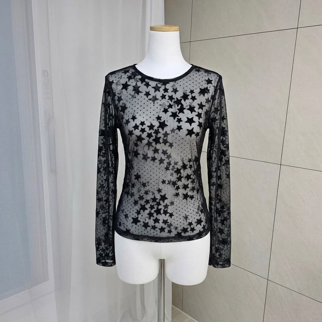 레이어드 별모양 시스루 긴팔티 상품이미지1