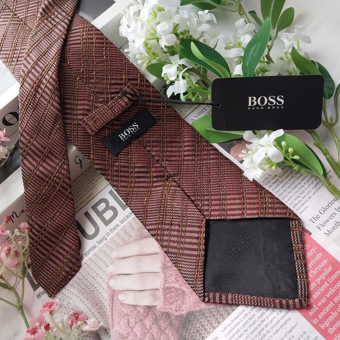 HUGO BOSS 휴고 보스 넥타이 브라운 K2237 새제품 상품이미지3