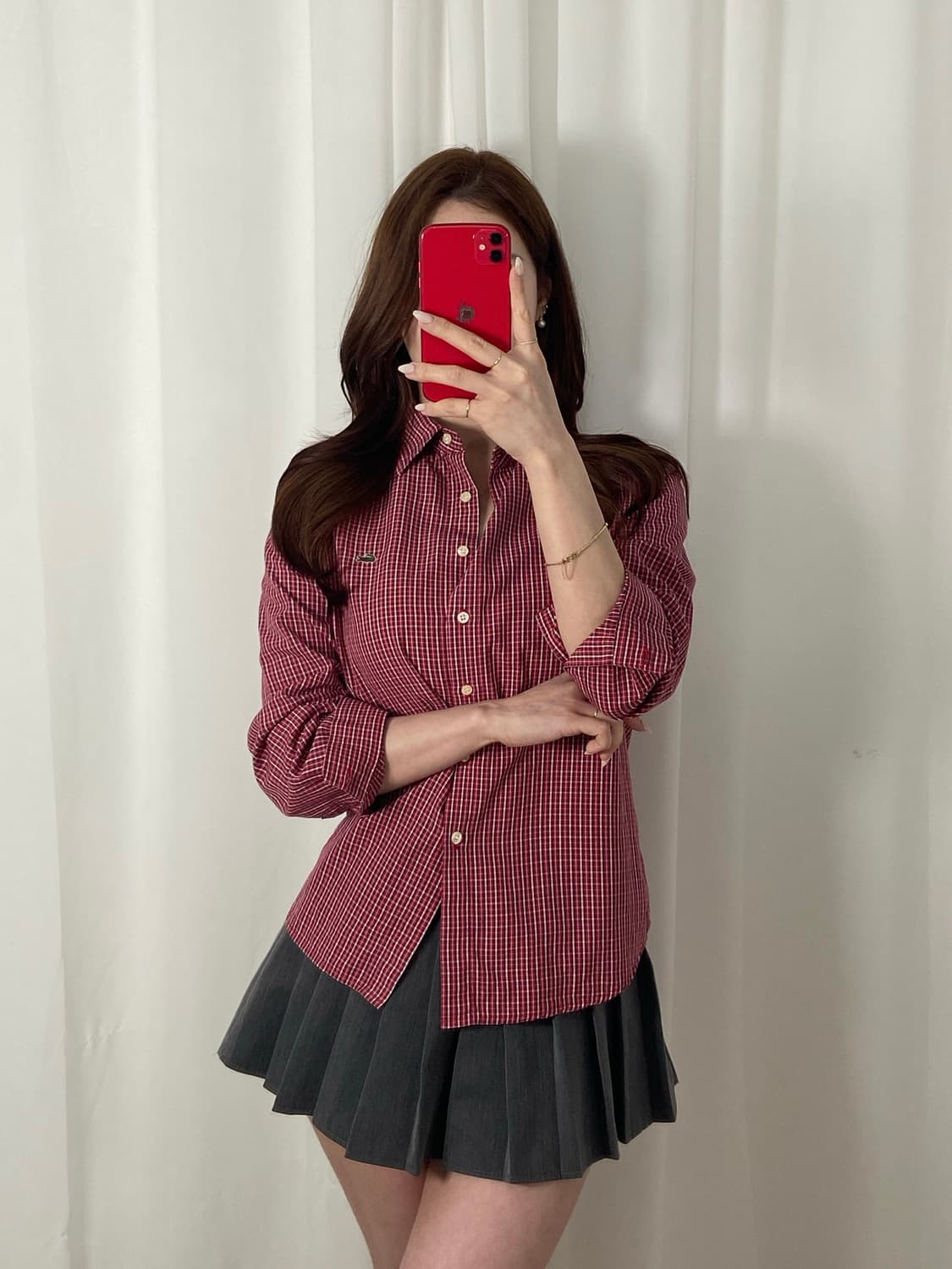 라코스테 체크패턴 와펜 셔츠 상품이미지3