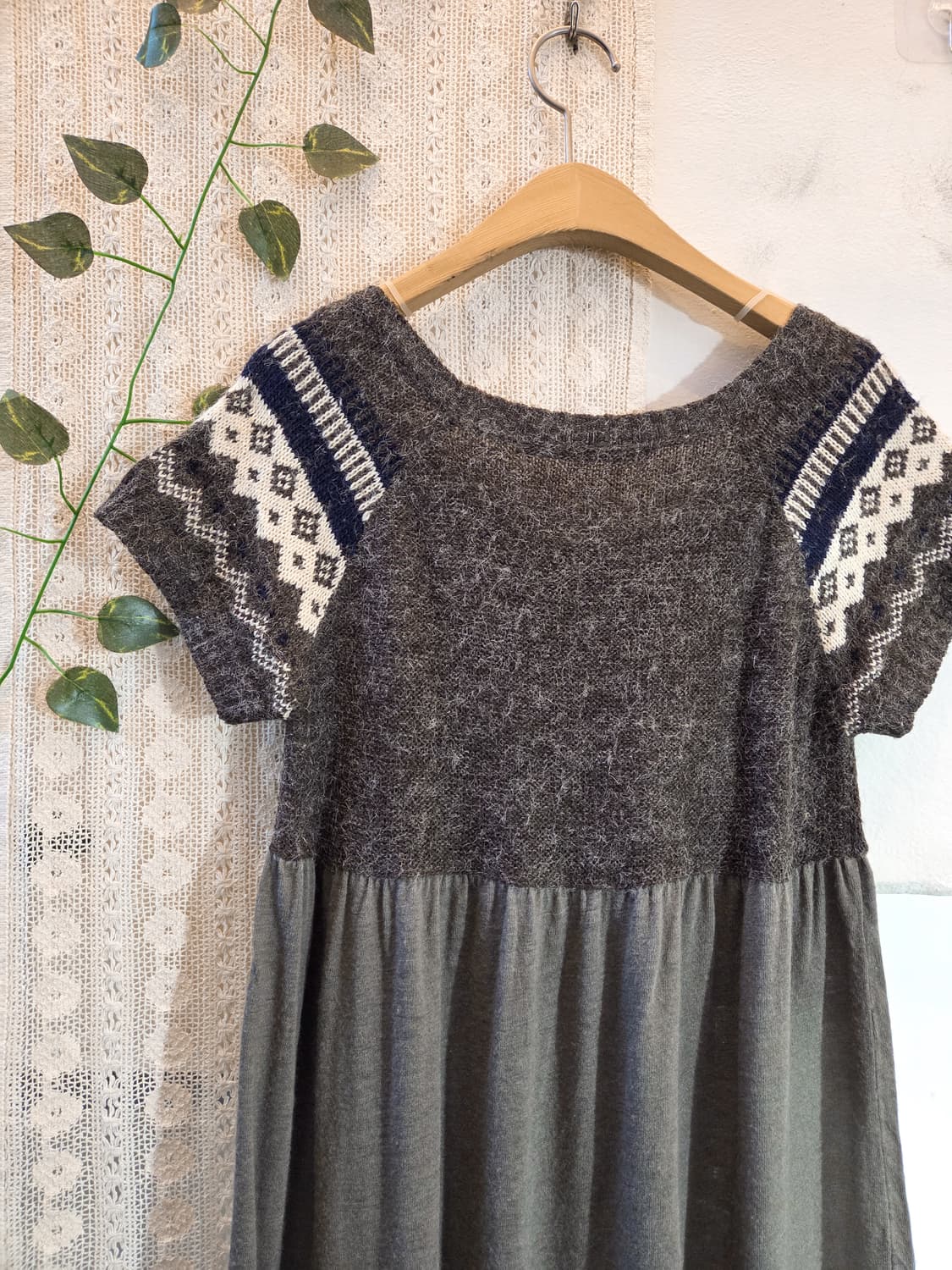 노르딕 반팔 니트 원피스 상품이미지5