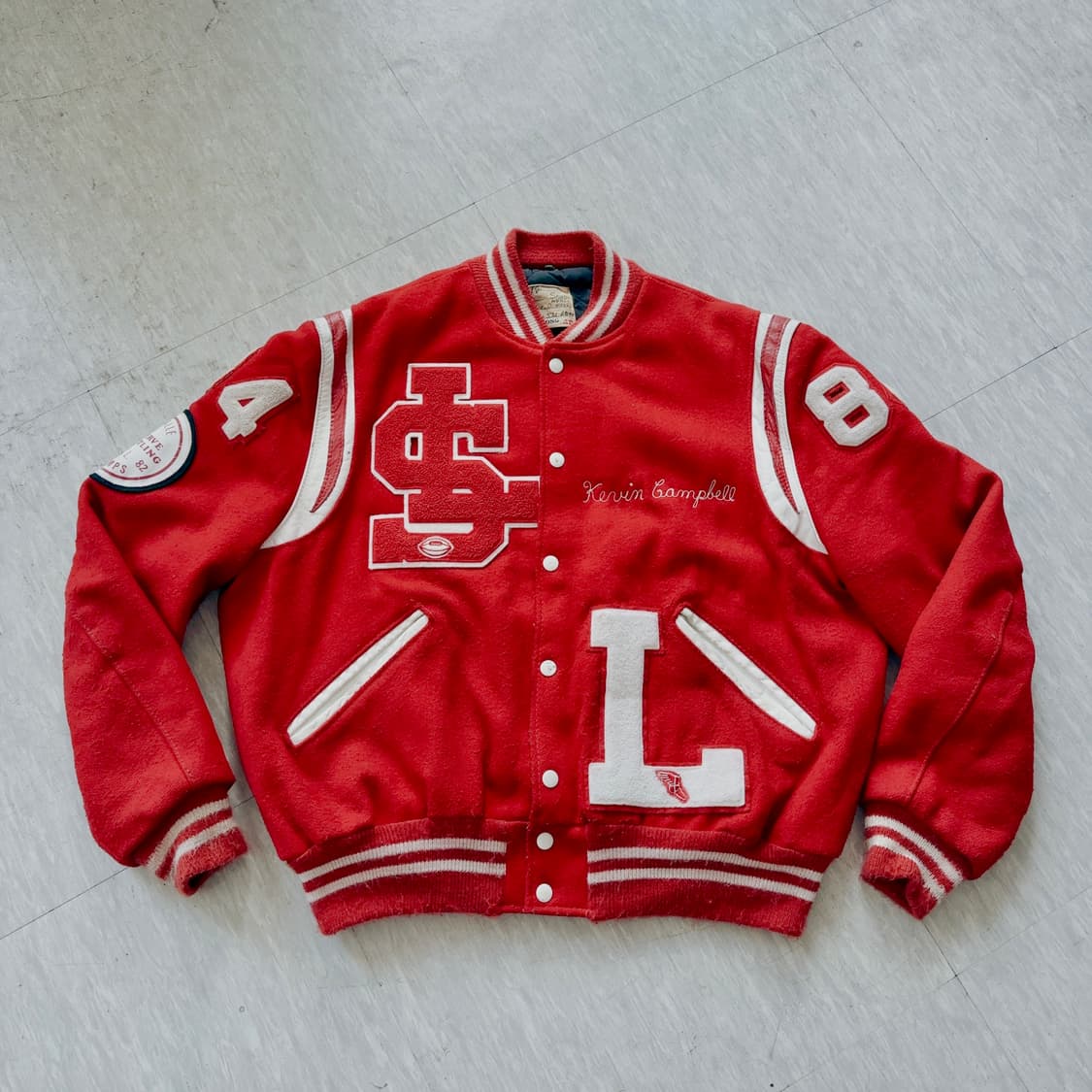 80's OG DeLong 바시티 자켓 스타디움 레더 자켓 XL 상품이미지2