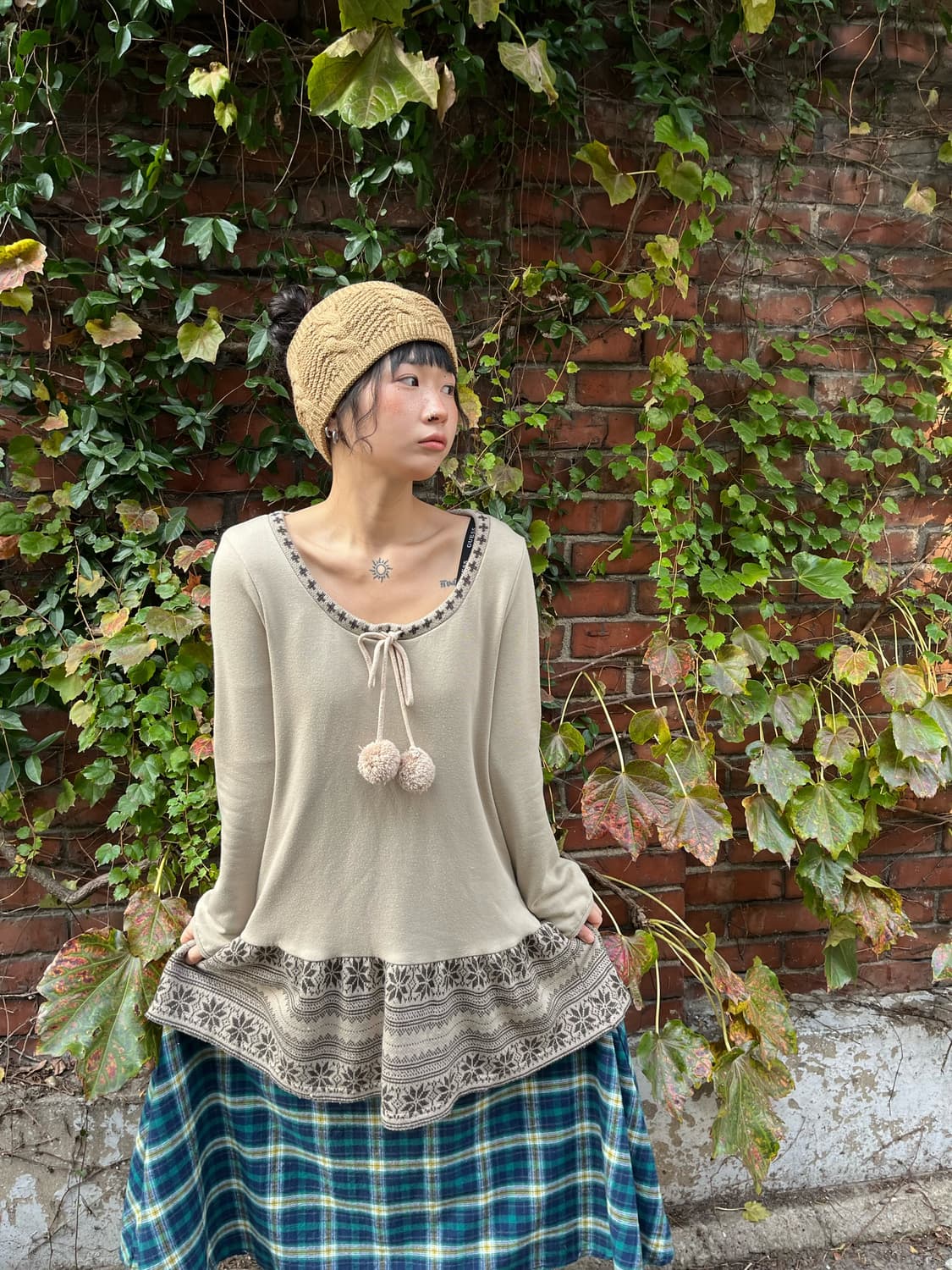 일본 무드 눈꽃 패턴 원피스 상품이미지1