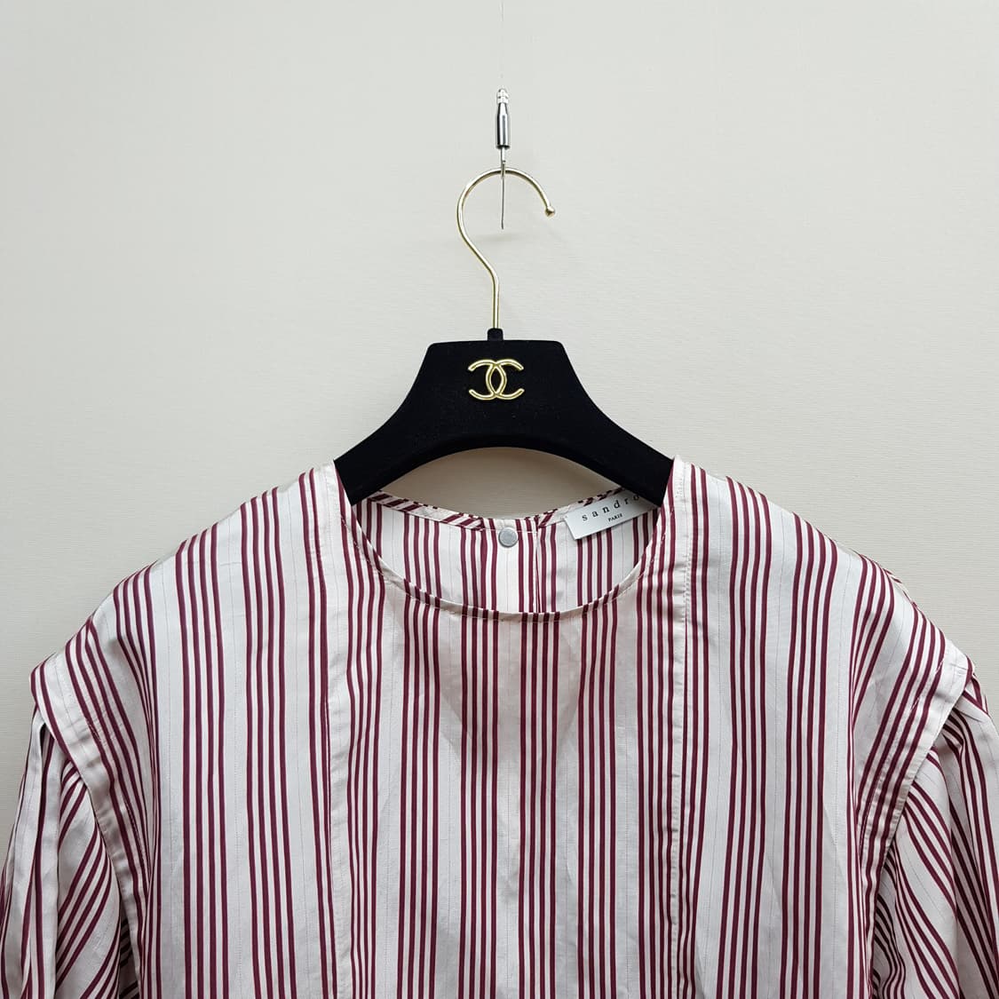 산드로 스트라이프 볼륨 플레어 블라우스 M사이즈 상품이미지3