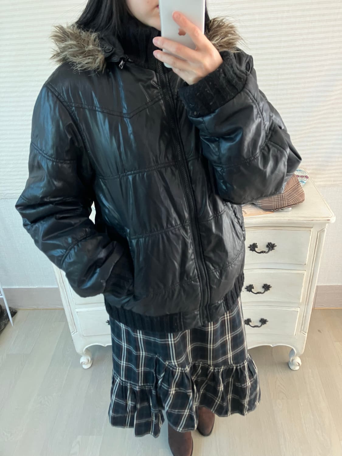 jpn vintage 블랙 무광 패딩 점퍼 y2k 스트릿 갸루 펑키 상품이미지4