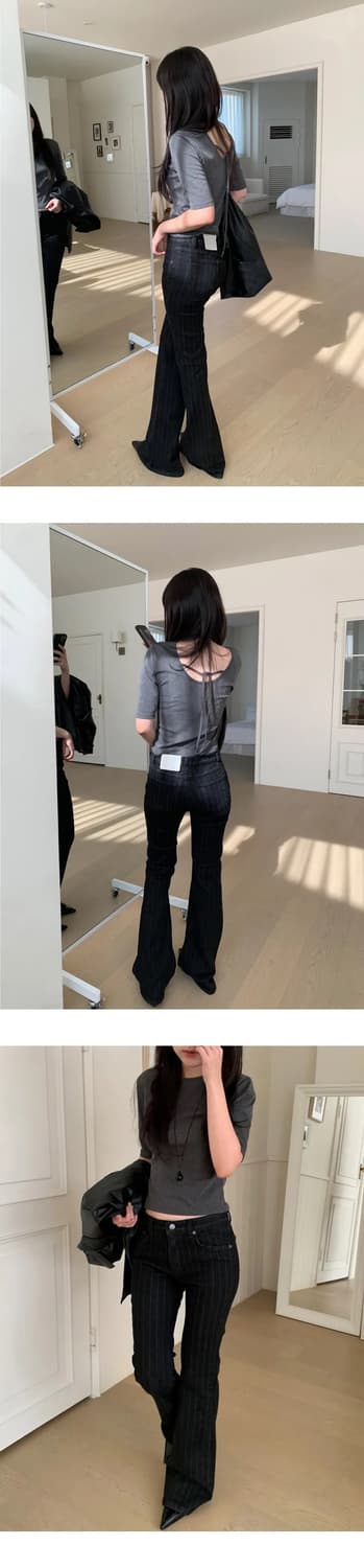 스트라이프 부츠컷 팬츠 M 상품이미지2