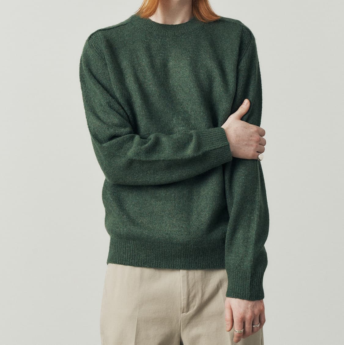 [품절]수아레 울새들 라운드 니트-그린/M 남성녹색니트/겨울니트/파브레가 상품이미지7