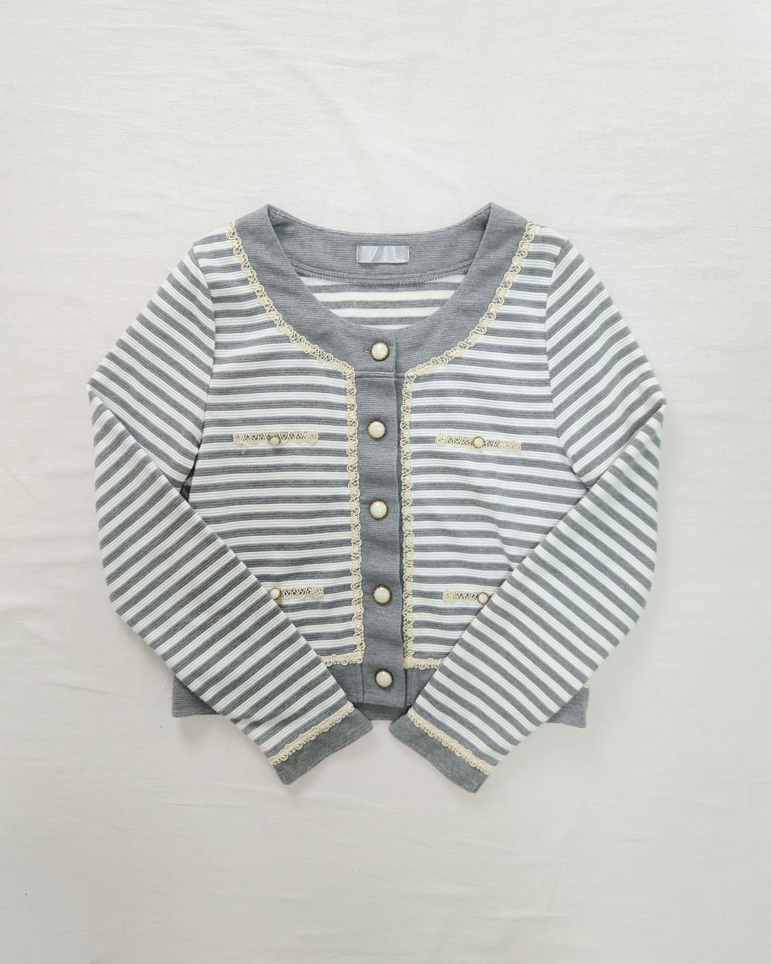 크림 레이스 스트라이프 가디건 상품이미지2