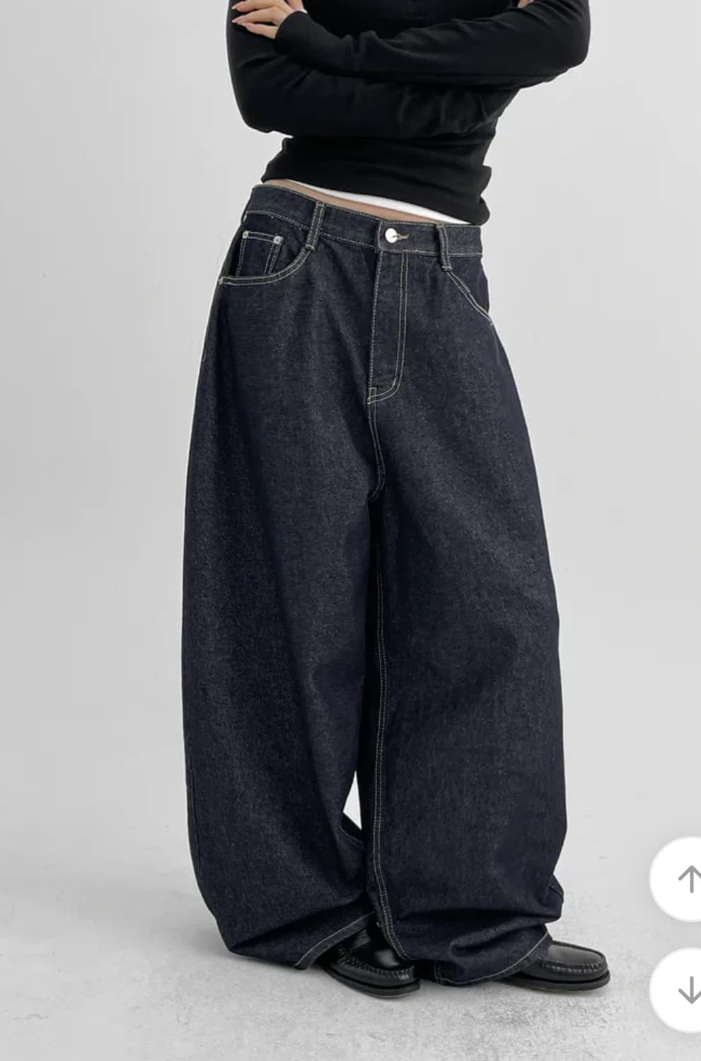 블랙업 코블럼 포켓 생지 와이드 데님팬츠 S 상품이미지3