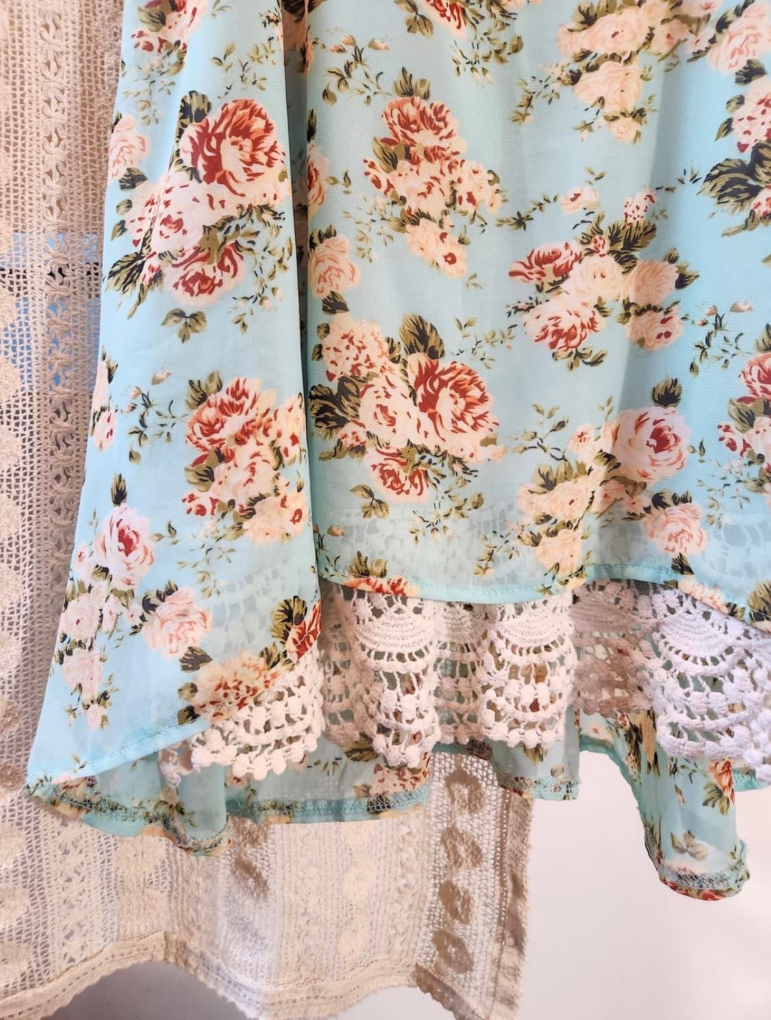 민트 플라워 민소매 블라우스 모리걸 하구미 빈티지 러블리 상품이미지2